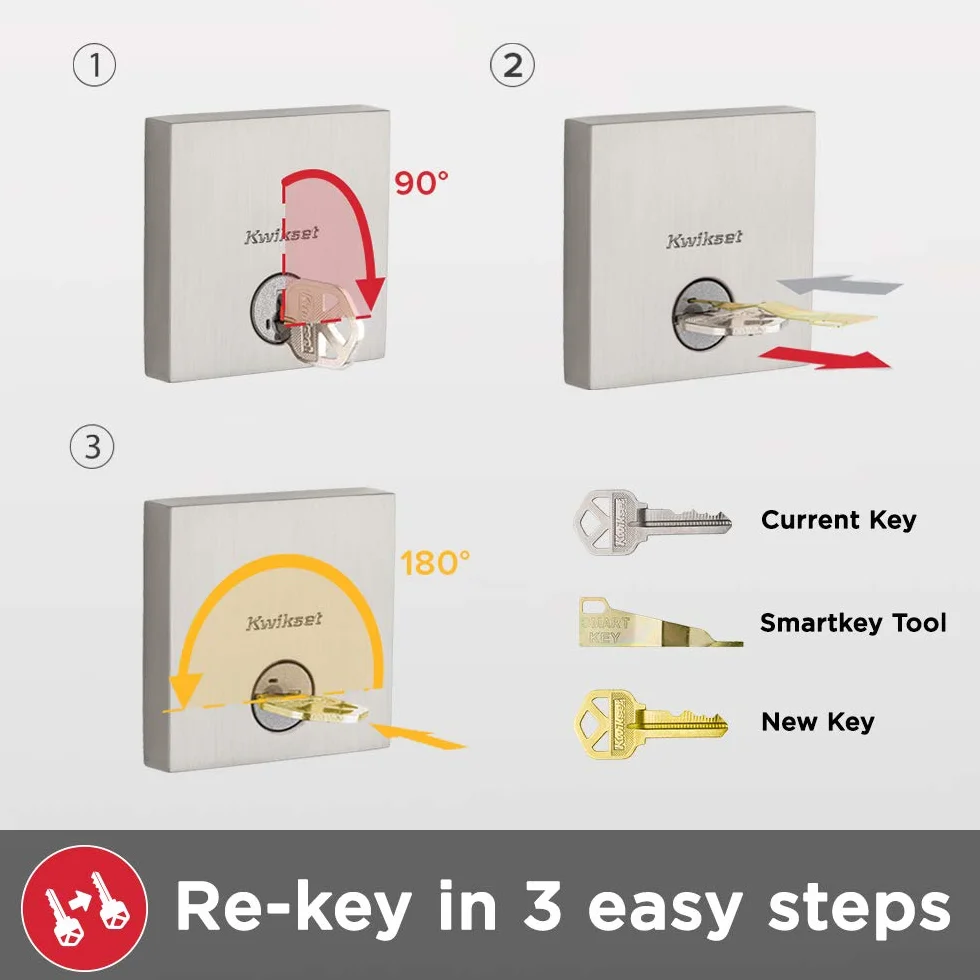 Kwikset 96870-090 Dakota pojedynczy cylindrowy zestaw klamek z pokrętłem polo z kluczem SmartKey z satynowym niklem (metal)
