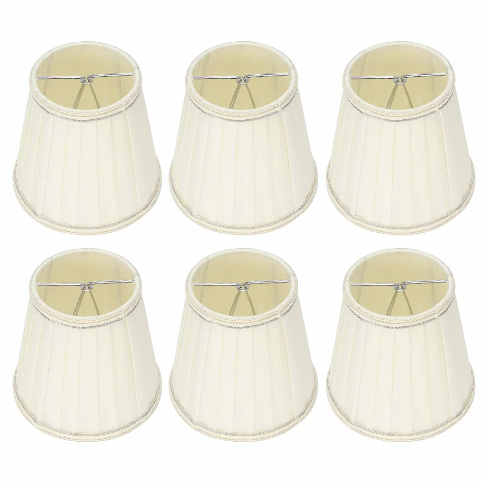 Nowoczesny Tkaninowy Abażur z Koronkową Krawędzią, E14, 3,5x5,1x5,5 Cala, 6 Sztuk, do Lamp Stołowych i Ściennych
