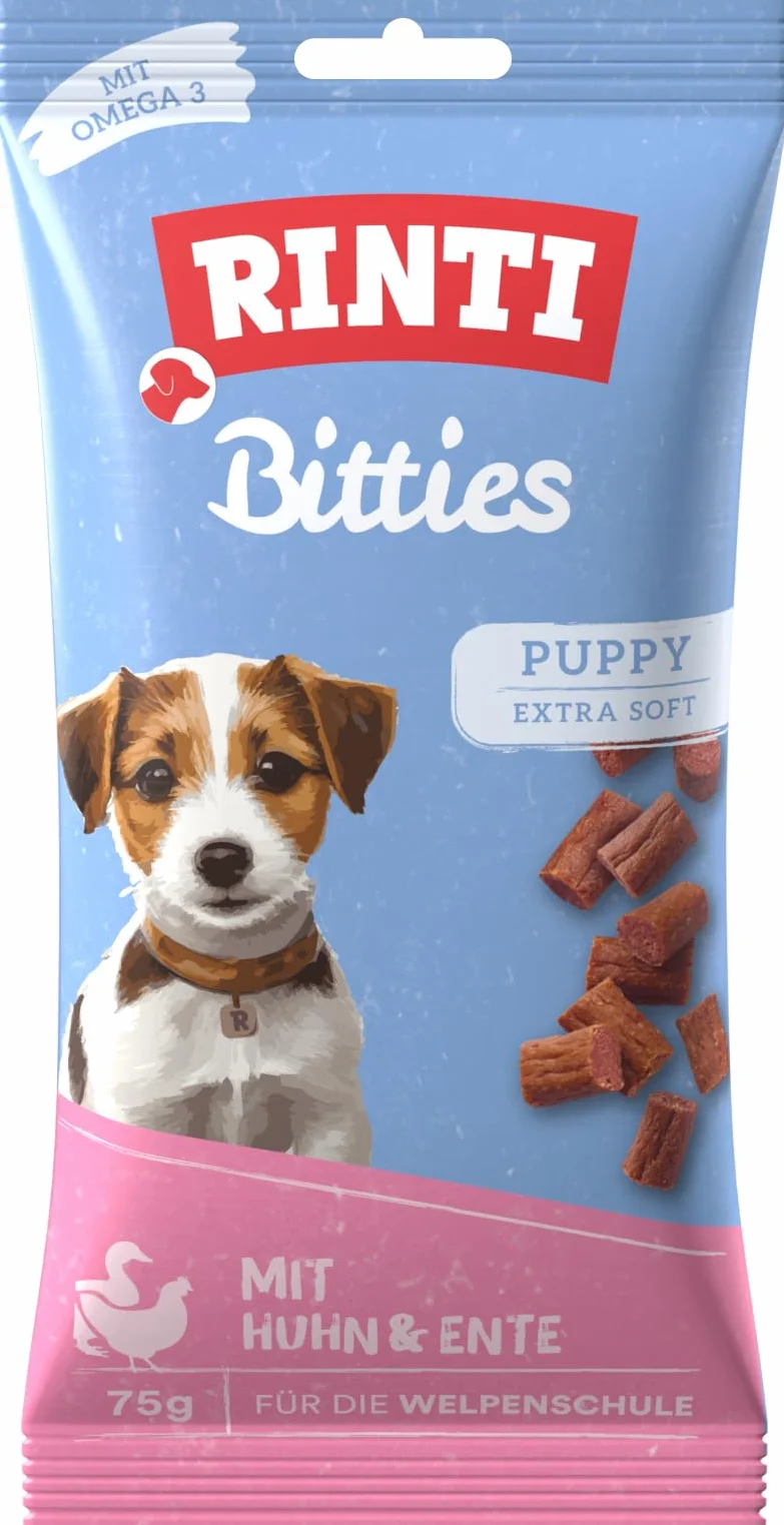 Rinti Extra Bitties Puppy kurczak i kaczka, 8 sztuk (8 x 75 g)