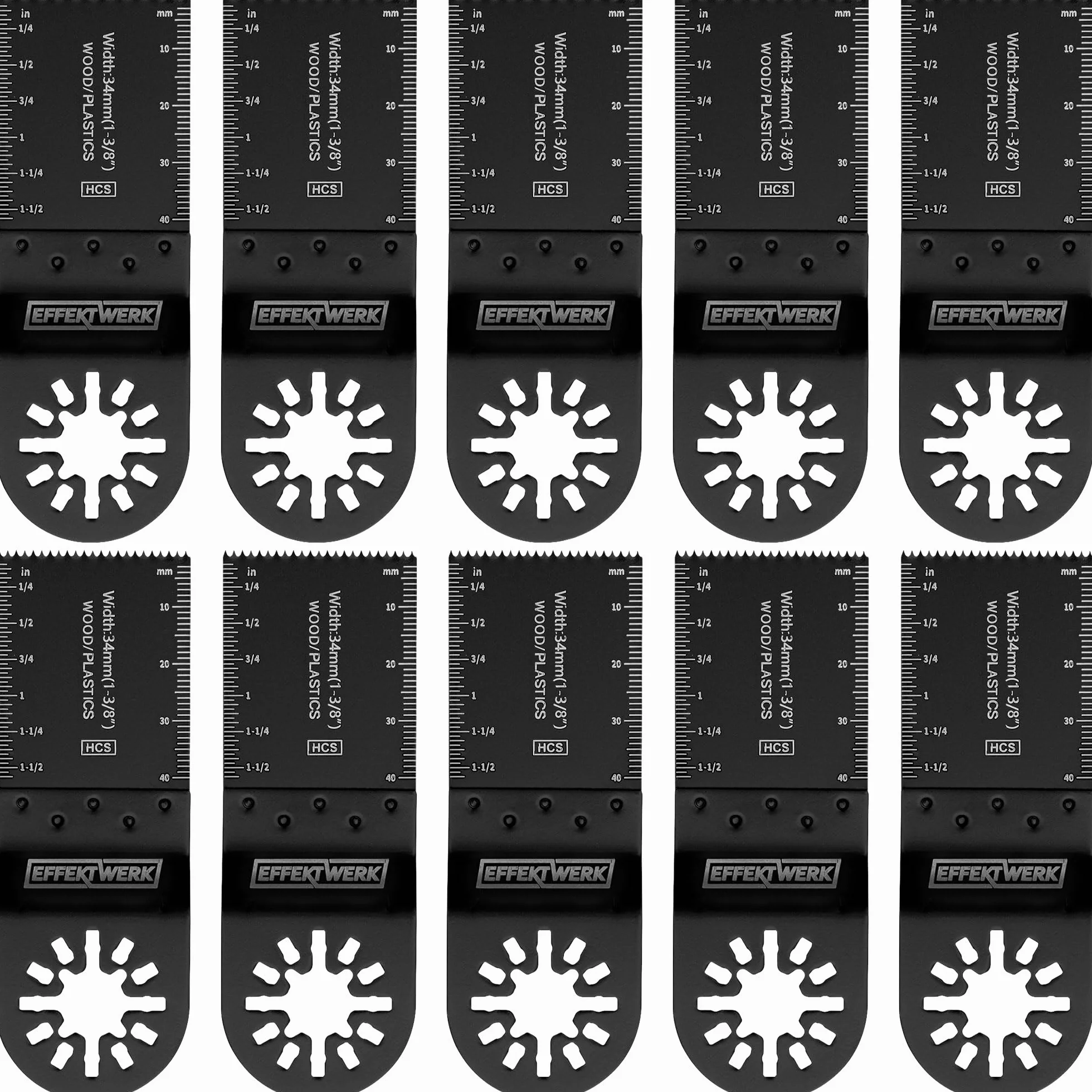 HCS Multitool Saw Blades 34mm 10 Pack Flush Cut for Oscillating Tool Wood Plastic