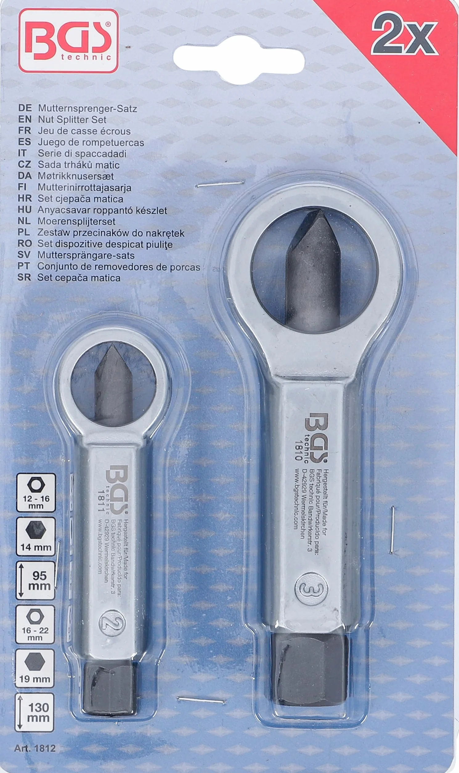 BGS 1812 Zestaw przecinaków do nakrętek 12-16/16-22 mm 2 szt.