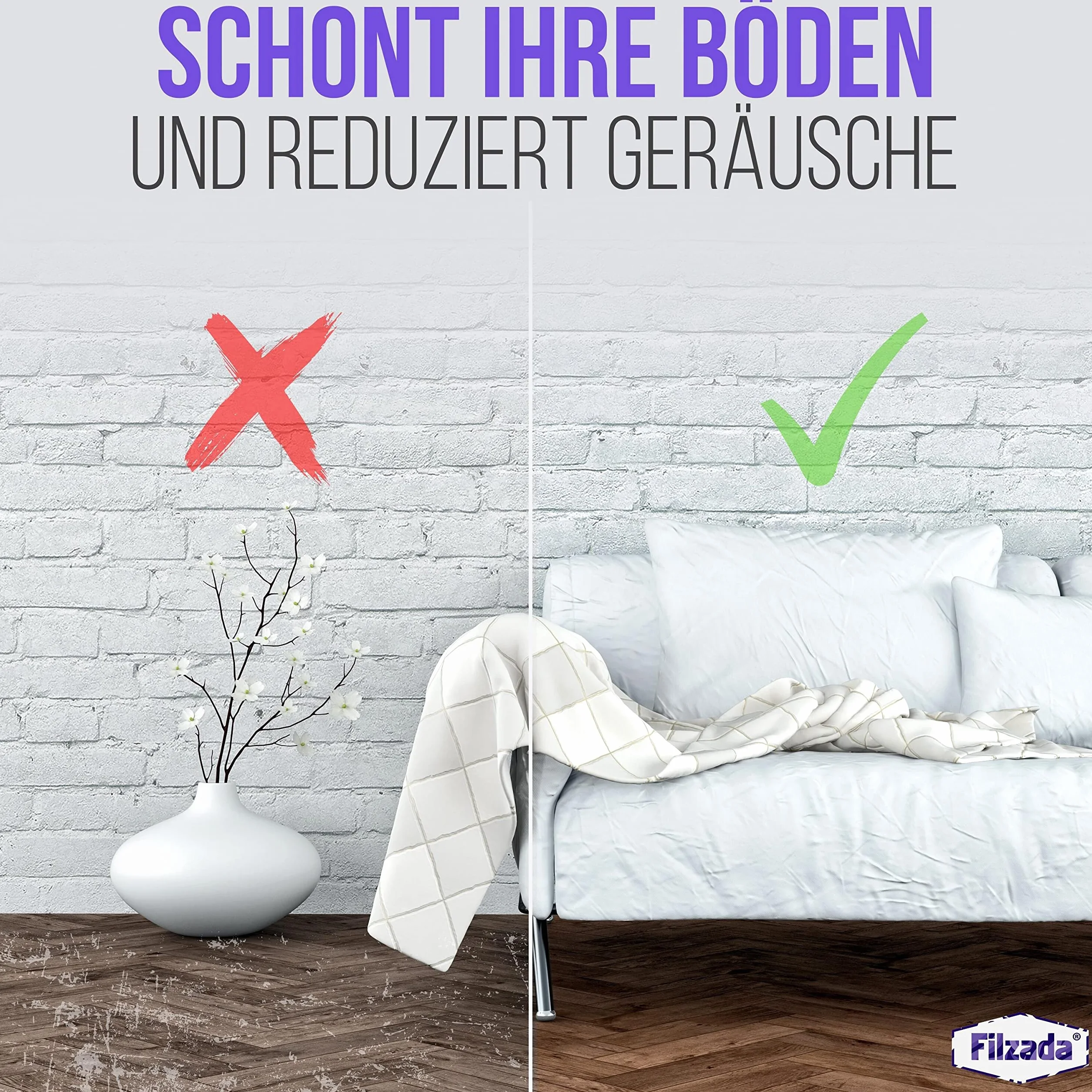 Filzada® 16x Ślizgacze teflonowe samoprzylepne - 70 x 19 mm (kątowe) - profesjonalne ślizgacze meblowe/ślizgacze dywanowe PTFE (teflon)