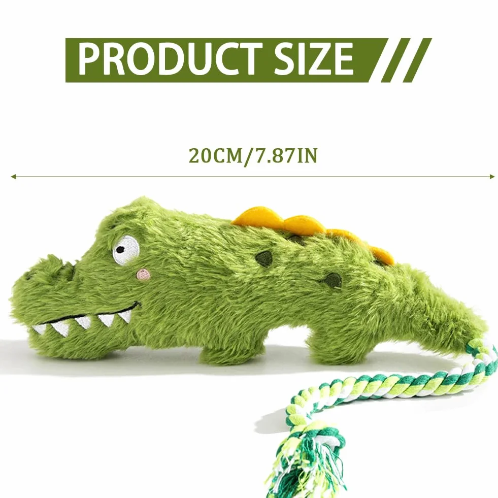 Piszcząca zabawka dla psa z zabawką dla psa, pluszowa, piszcząca zabawka dla psa, pluszowa zabawka do żucia w kształcie krokodyla, pluszowa zabawka dla szczeniaków, małych, średnich psów