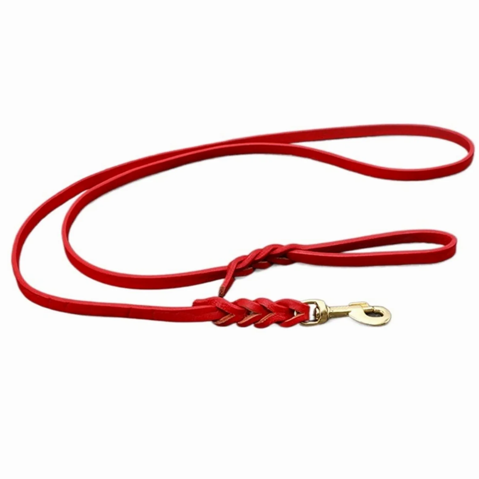 Skórzana smycz dla dużego psa Smycz do treningu chodzenia Pleciona lina trakcyjna z prawdziwej skóry Miedziany haczyk dla owczarka niemieckiego Labradora (kolor: 1, rozmiar: 1,2 cm x 180 cm) (2 1,2