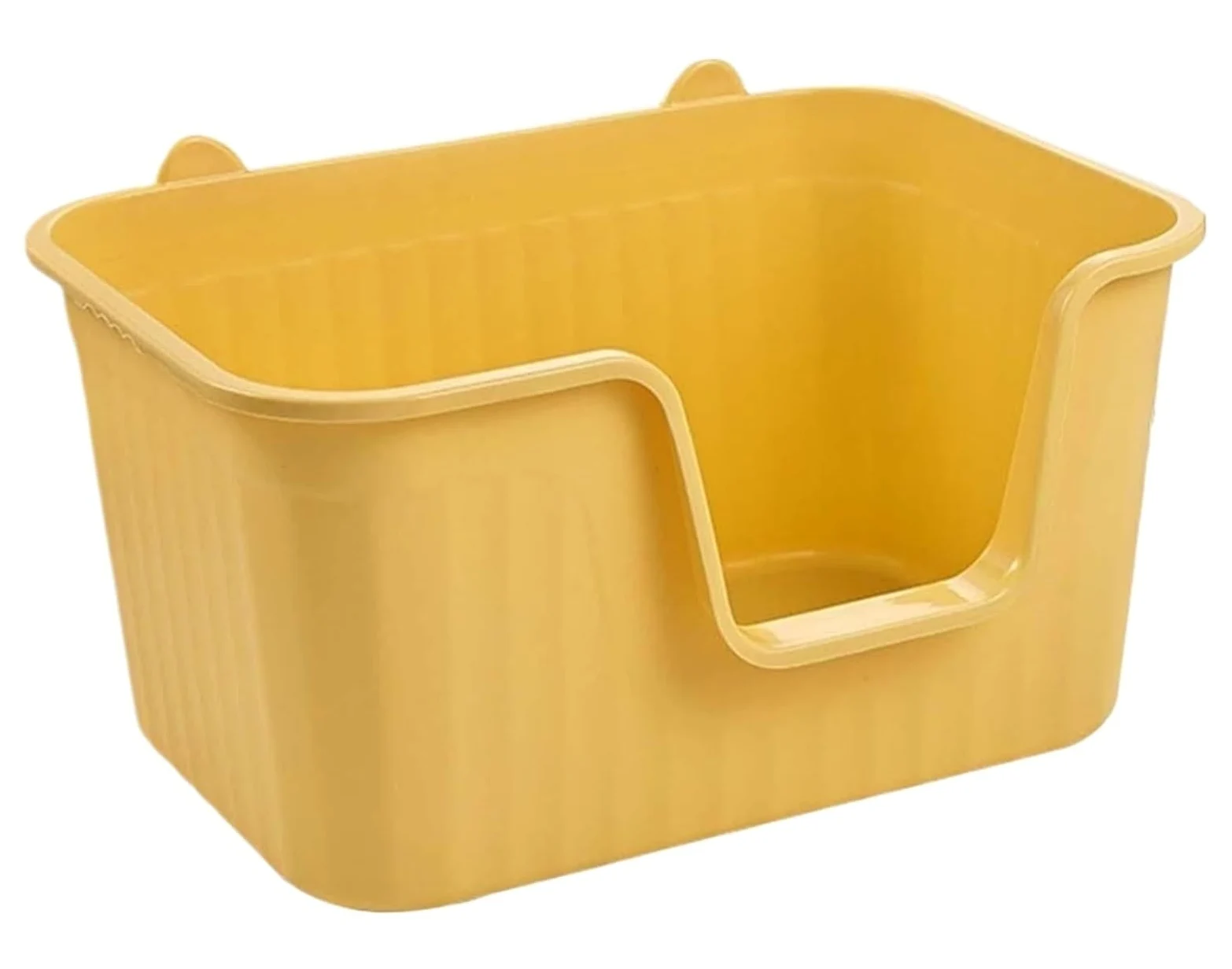 Kuweta dla Kota Solidna Otwarta Górna Kuweta Dla Zwierząt Z Wysokimi Ściankami, Odporna Na Rozpryskiwanie, Pojemnik Śmieci Trwała Kotów Nieprzywierająca(Yellow,50x38x30.5 cm)