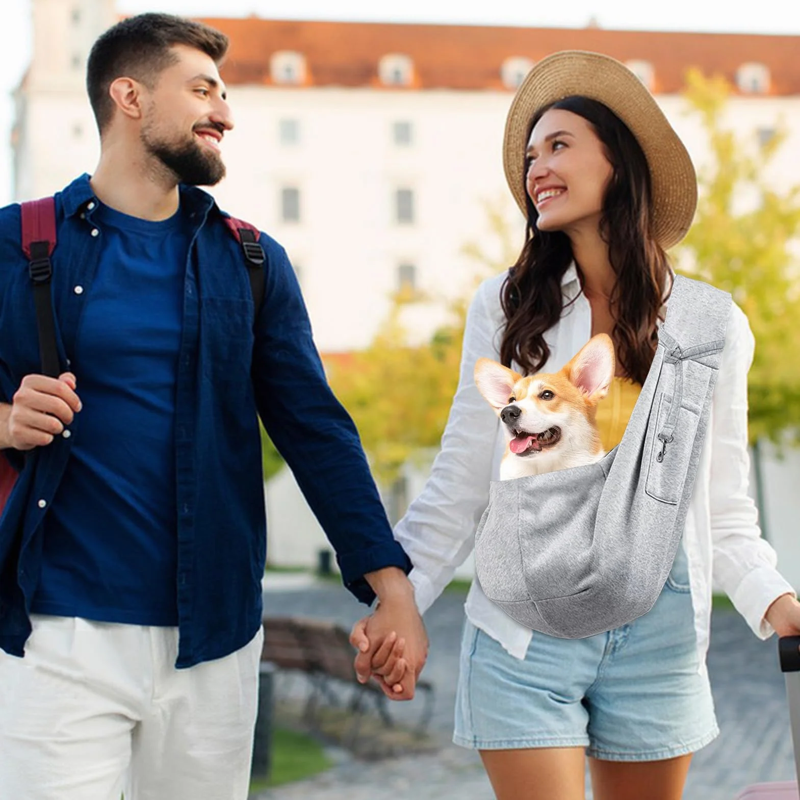 Torba do noszenia psa, udźwig do 7,5 kg, torba dla psa z regulacją, idealna na spacery, zajęcia na świeżym powietrzu i wycieczki na weekend
