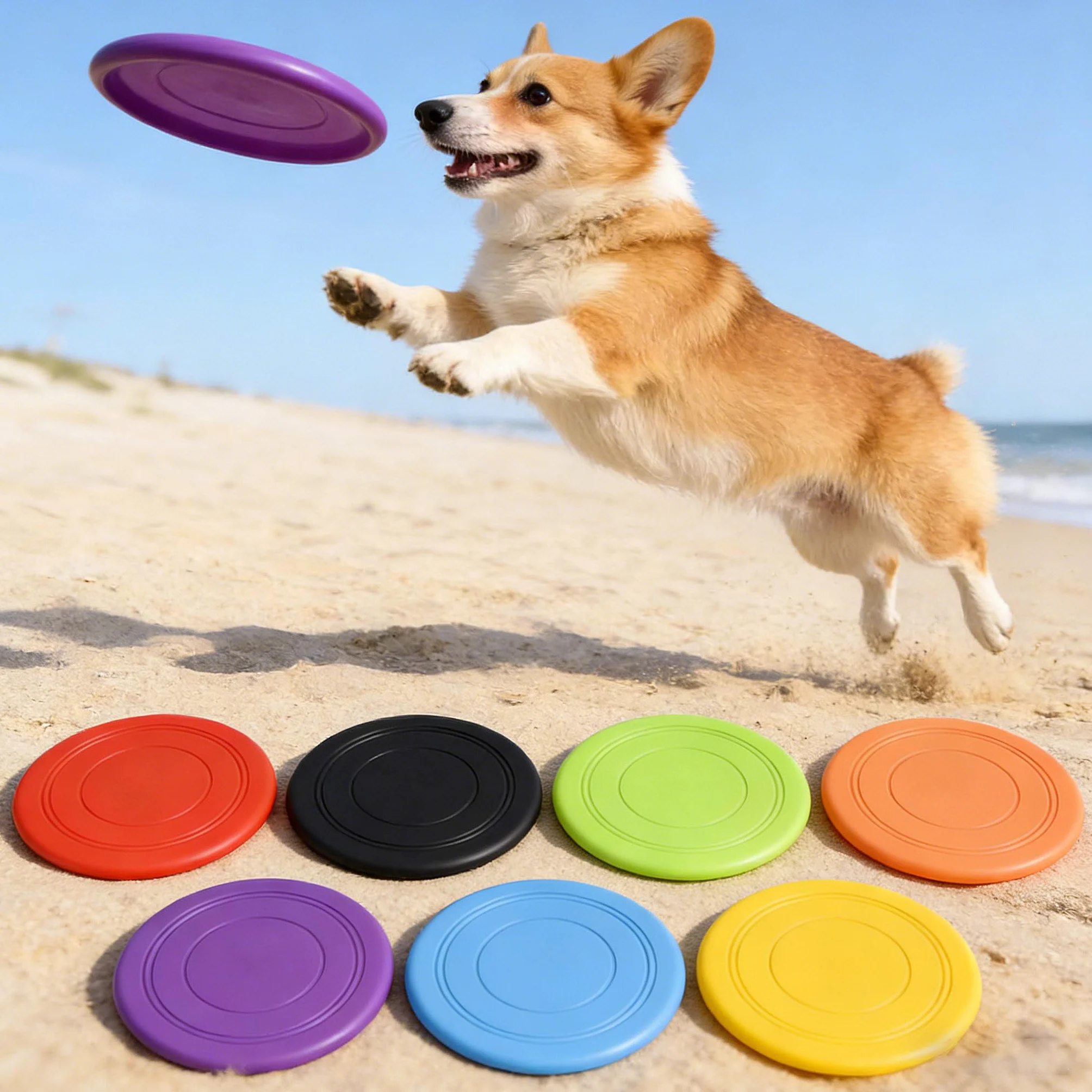 7 sztuk latającego dysku dla psa, frisbee dla zwierząt domowych, latający dysk, frisbee dla psów, pływający spodek z naturalnej gumy, odporny na gryzienie frisbee, zabawka dla zwierząt domowych