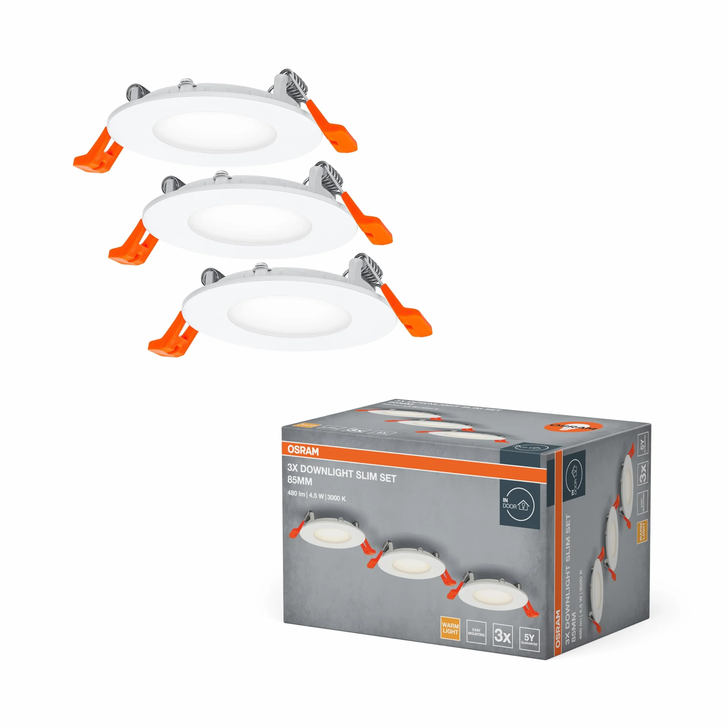 OSRAM Zestaw opraw wpuszczanych 3x85mm 3000K biały IP20
