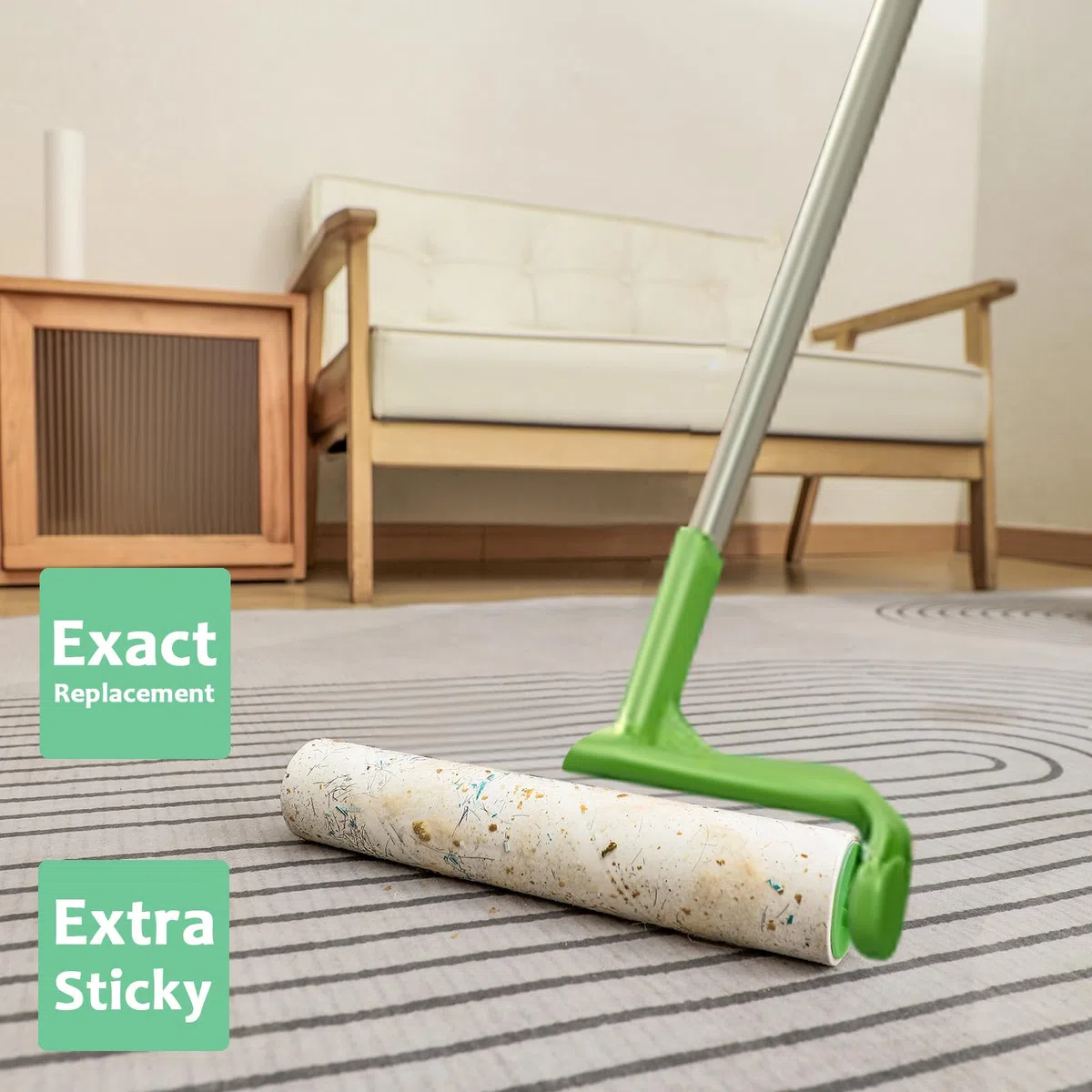 Wkłady do dużych wałków do kłaczków, 25 cm, duże wkłady do usuwania kłaczków do sierści zwierząt domowych, ponadwymiarowe, samoprzylepne wkłady do wałków Evercare Leo Megaclean, 25 cm, rolki podłogowe
