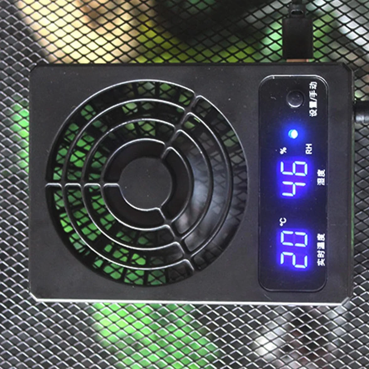 Namvo Radiator do chłodzenia terrarium dla gadów z miernikiem temperatury i wilgotności, automatyczne sterowanie wentylatorem