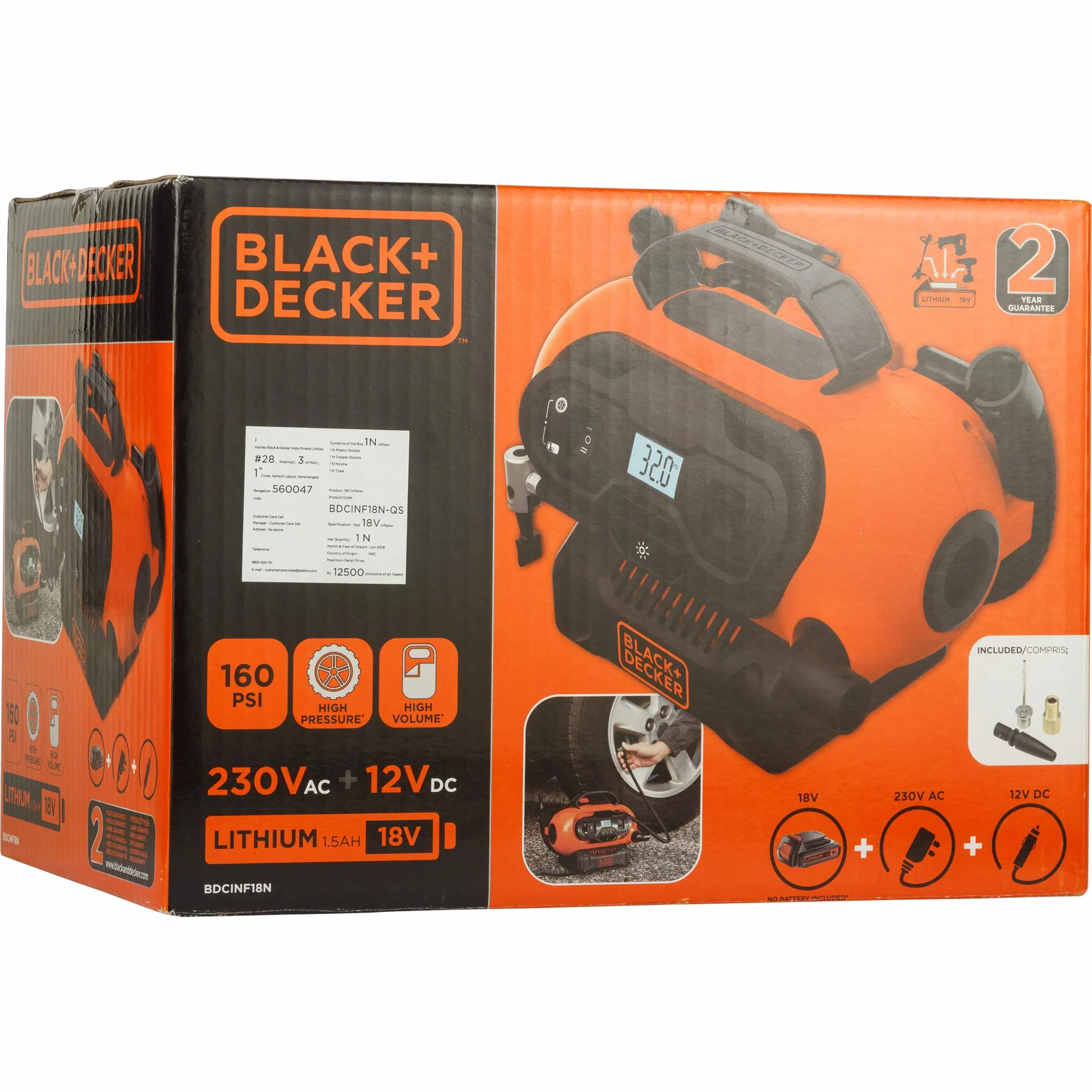 Black & Decker, Kompresor-sprężarka, zasilanie poprzez złącze 12V, 11 Bar, ASI400-XJ