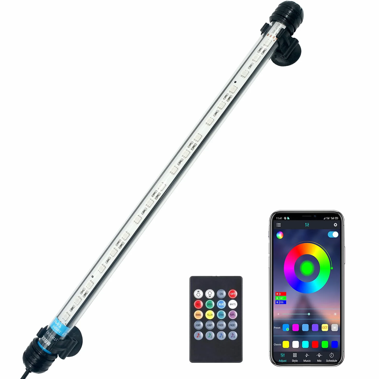 VARMHUS Oświetlenie LED dla Akwarium, Światło z Pilotem zdalnego sterowania za pomocą aplikacji, Lampa LED RGB, Zmiana kolorów, Oświetlenie roślin akwariowych, 'Zrób to sam', Pełne