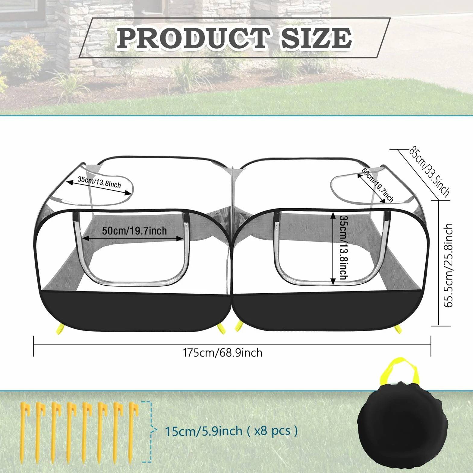 Kitten Playpen - Foldable Cat Enclosure for Indoor Outdoor Travel | Mesh and Sunproof with Cover, Foldable Mesh, Portable Pet Cage for Lawn Garden Yard Small Animal Safe Play Area