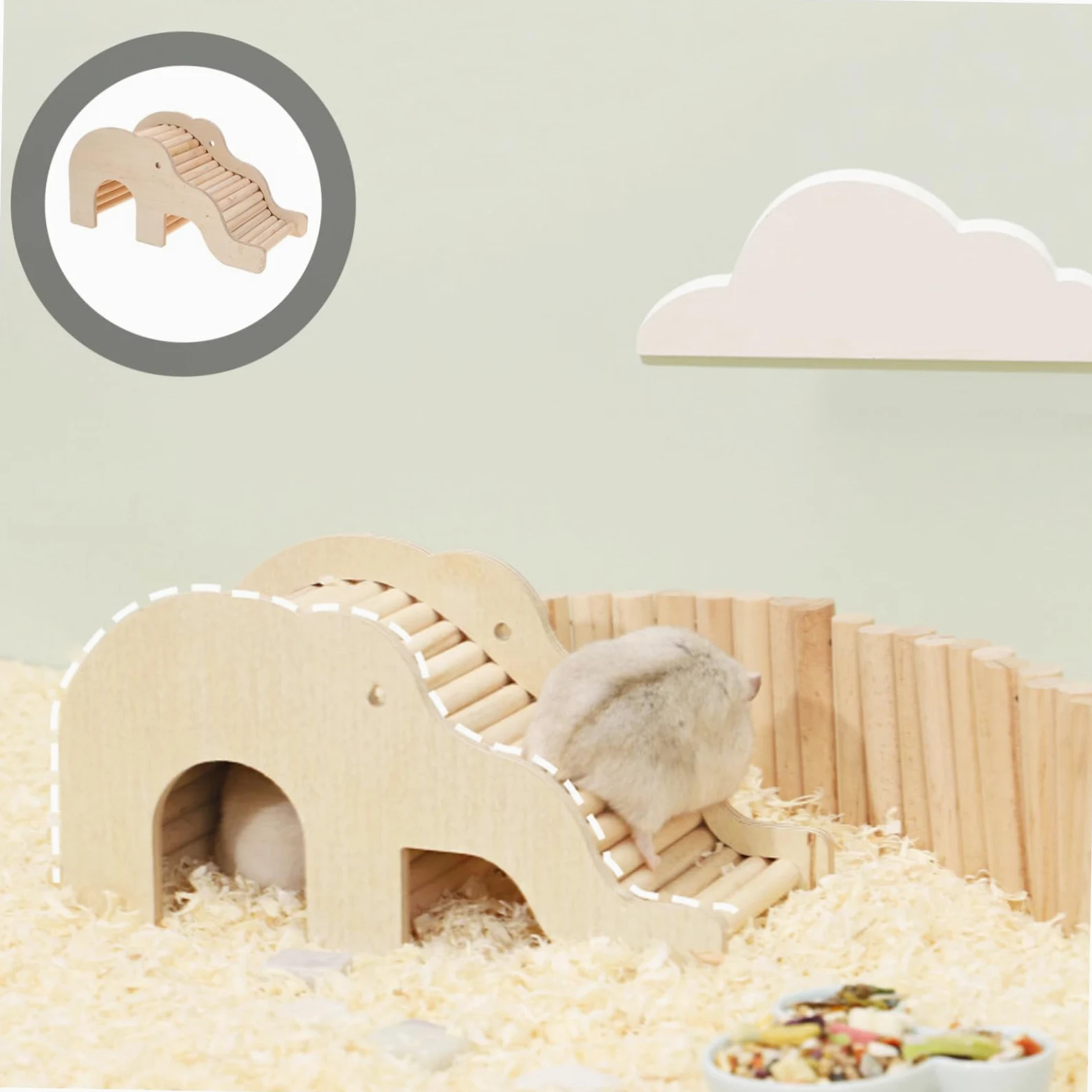 4 szt. Chomik kryjówka dom chomik gryzaki obudowa małe zwierzęta ukrywanie gniazdo klatka dla zwierzęcia drabina zabawka(Beige)