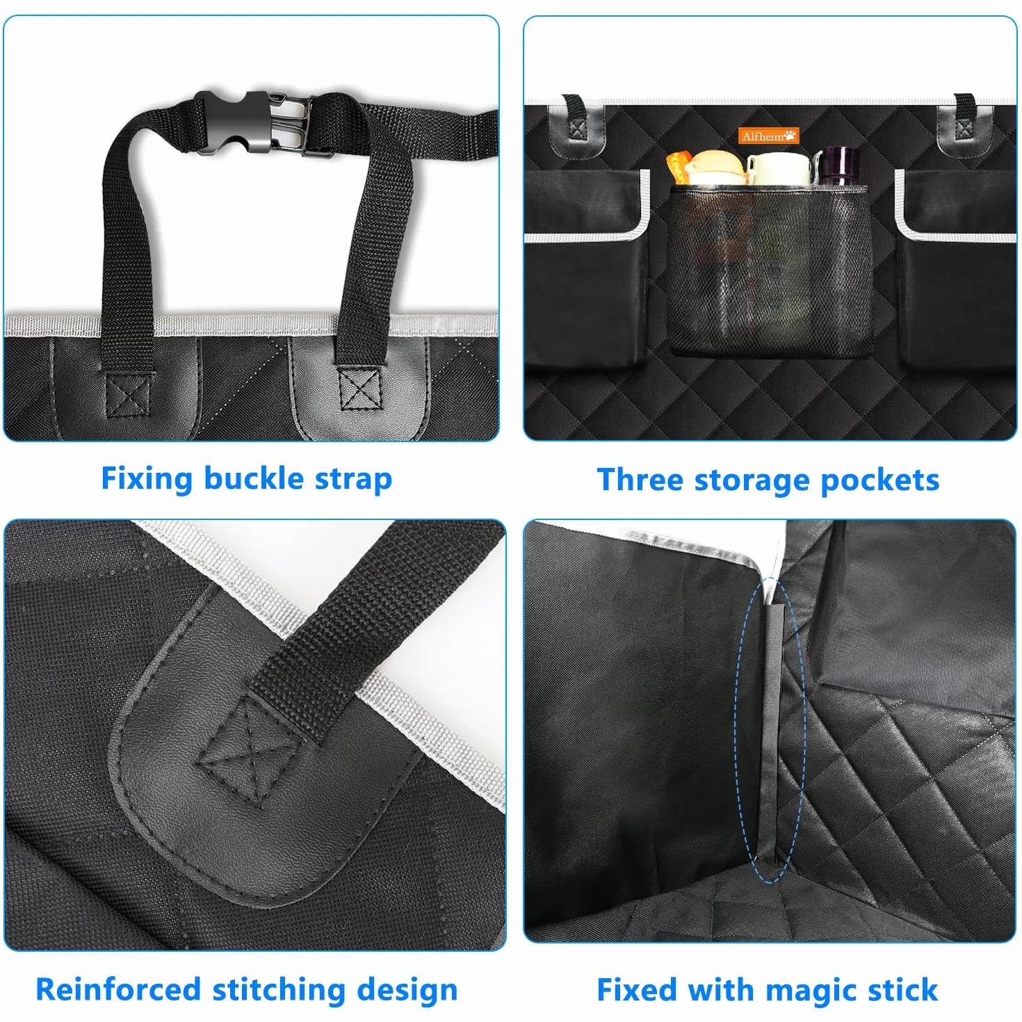 Alfheim Car Boot Liner Protector dla psa, odporny na łzy i wodoodporny, bezpoślizgowy umywalny pies tylne siedzenie z ochroną boczną uniwersalną dla samochodów, nieruchomości, ciężarówek, SUV