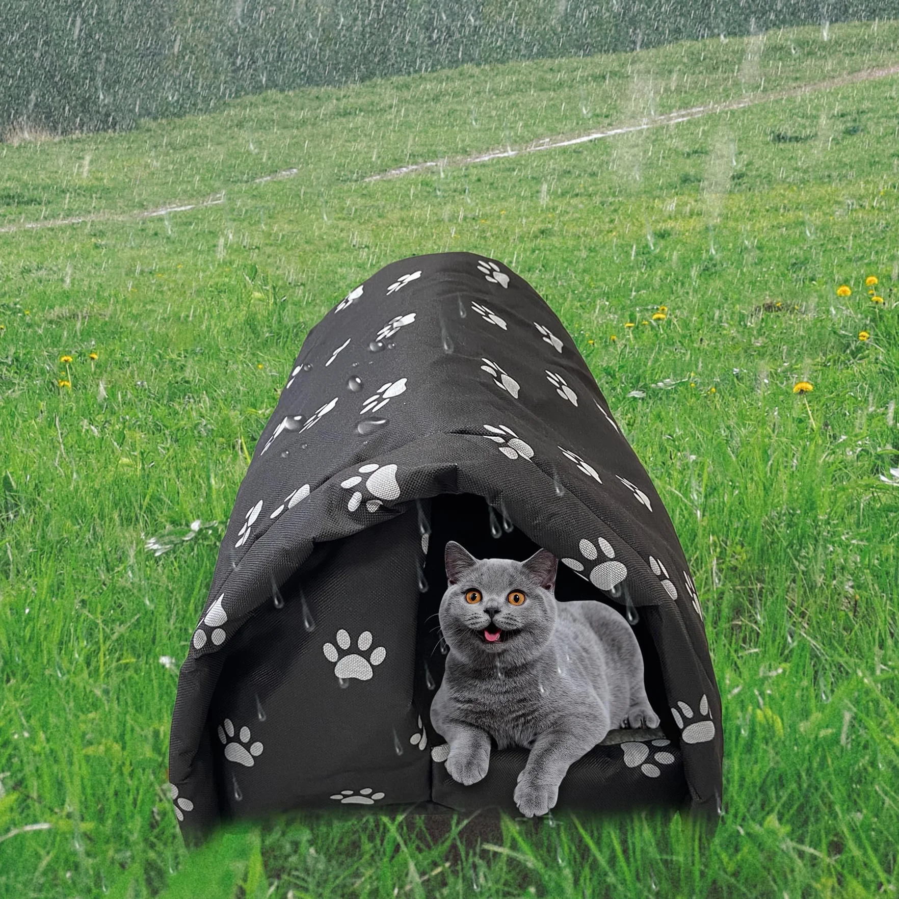 Domek dla kota na zewnątrz wodoodporny ciepły jaskinia dla psów odporny na warunki atmosferyczne