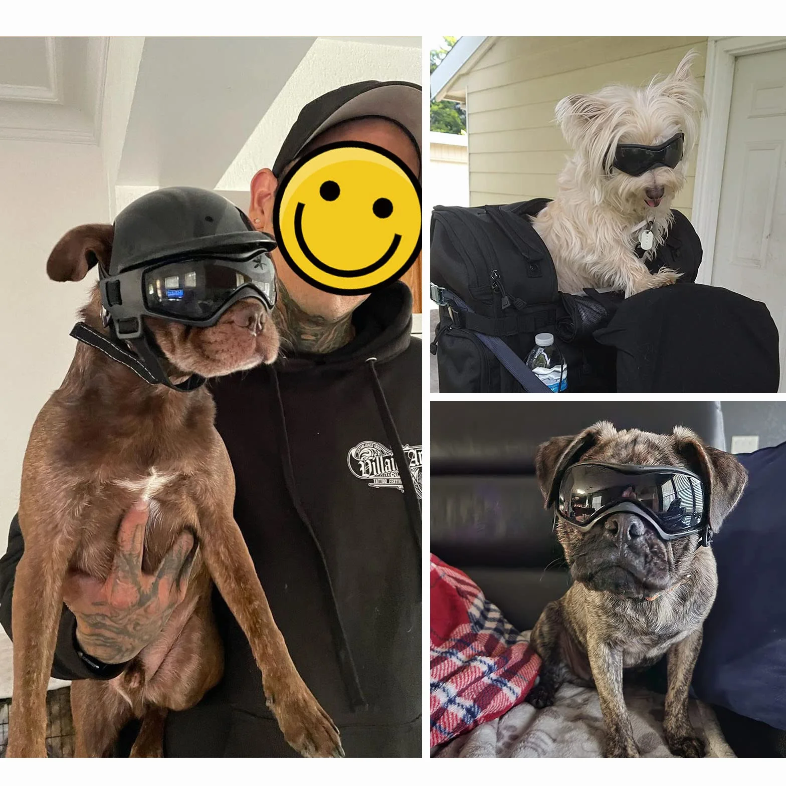 NAMSAN Okulary przeciw UV dla psów z kaskiem dla zwierząt domowych, wiatroszczelne ochrona oczu, okulary przeciwsłoneczne dla psów, fajny kask motocyklowy dla zwierząt domowych dla małych/średnich
