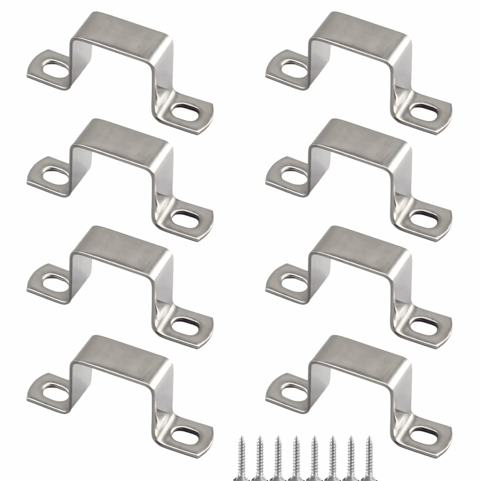 (8 sztuk) 40 x 40 mm uchwyt na wąż w kształcie litery U, kwadratowe wsporniki rurowe ze stali nierdzewnej 304, dostarczane ze śrubami samogwintującymi ze stali nierdzewnej