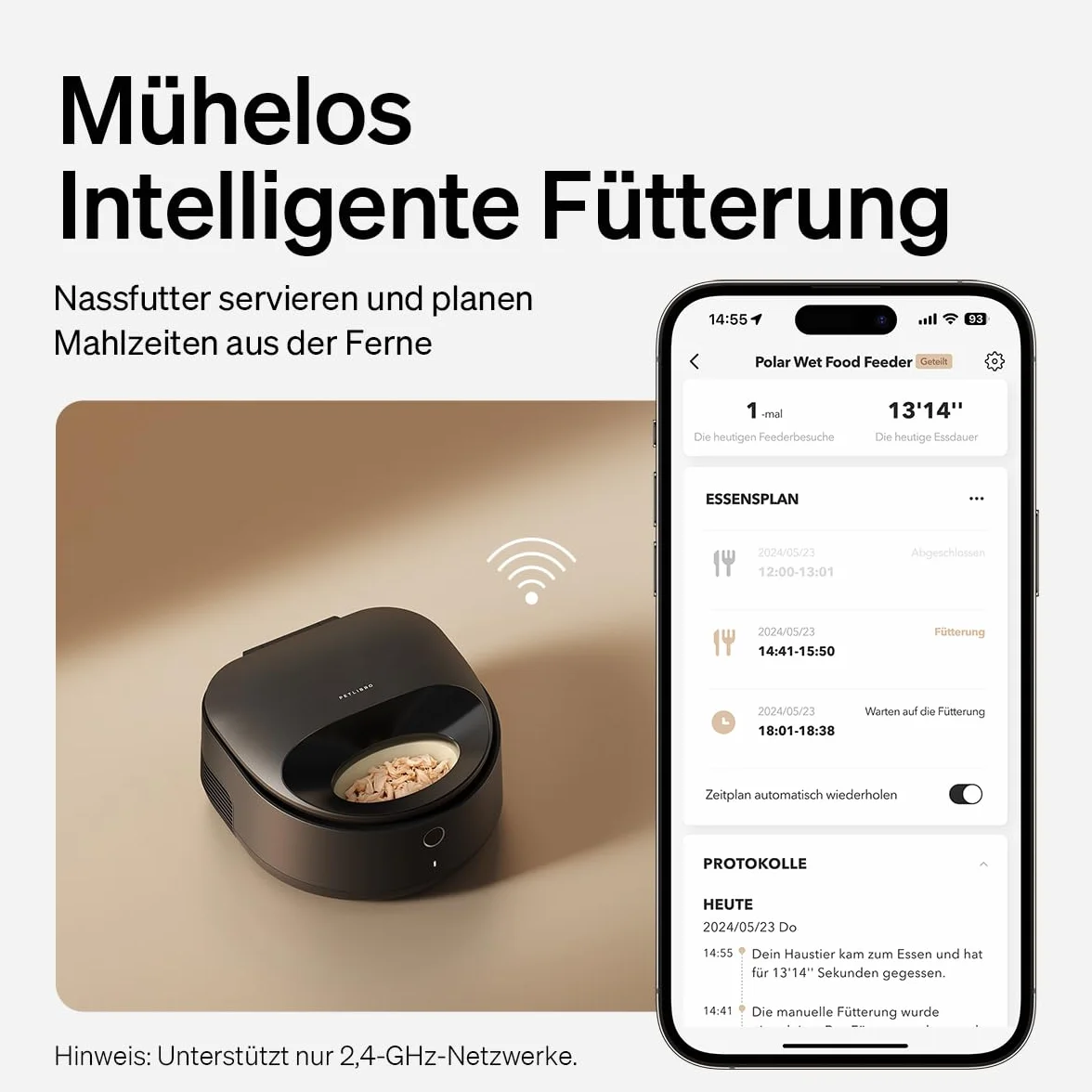 PETLIBRO automatyczny dystrybutor karmy mokrej dla kota, 2.4G WiFi, świeża karma przez 3 dni, chłodzenie półprzewodnikowe i szybkie chłodzenie, karma mokra, z funkcją timera dla kota i psa