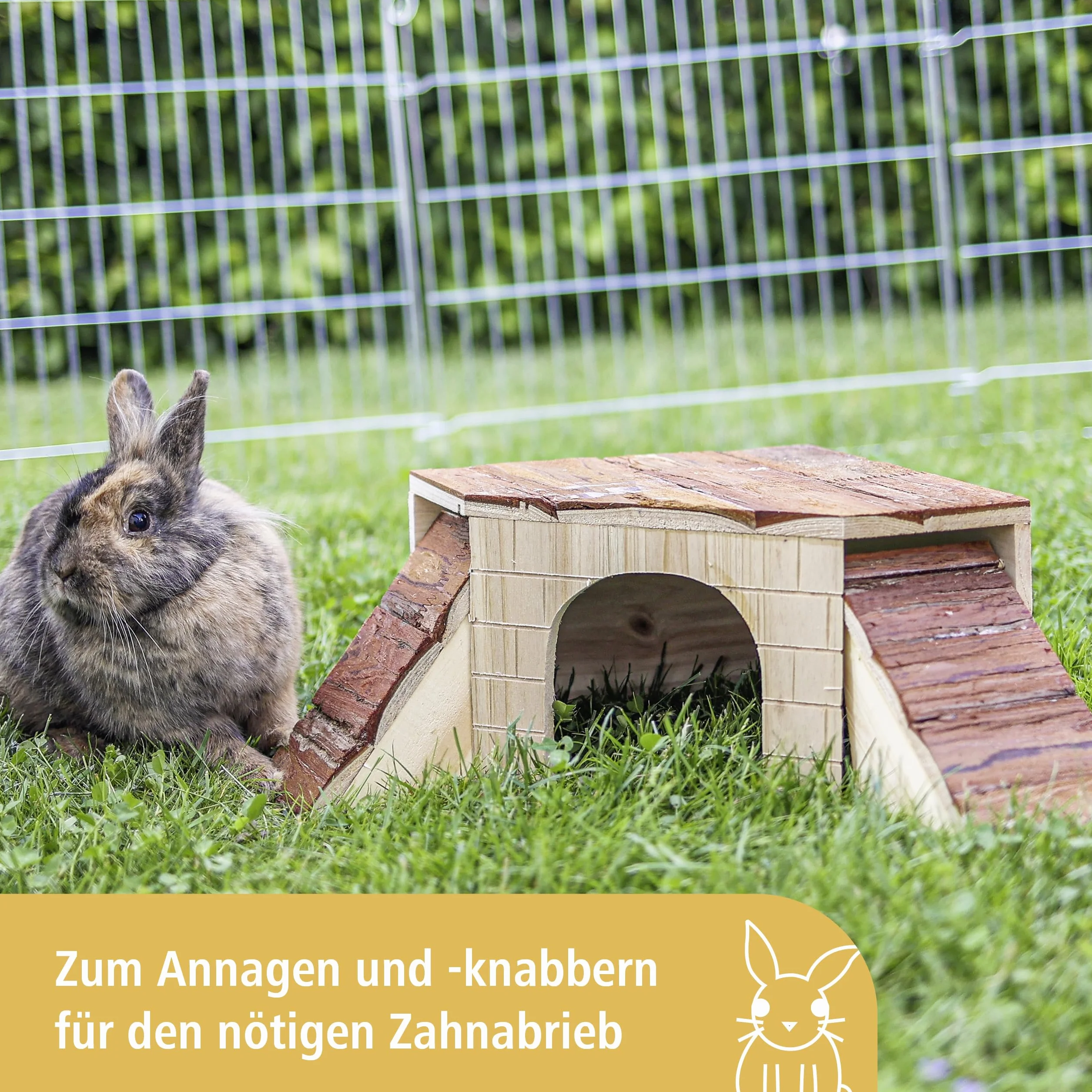 Kerbl Gineau domek świnia z rampami natura, 37 x 35 x 15 cm bez ramp 25 x 25 x 15 cm