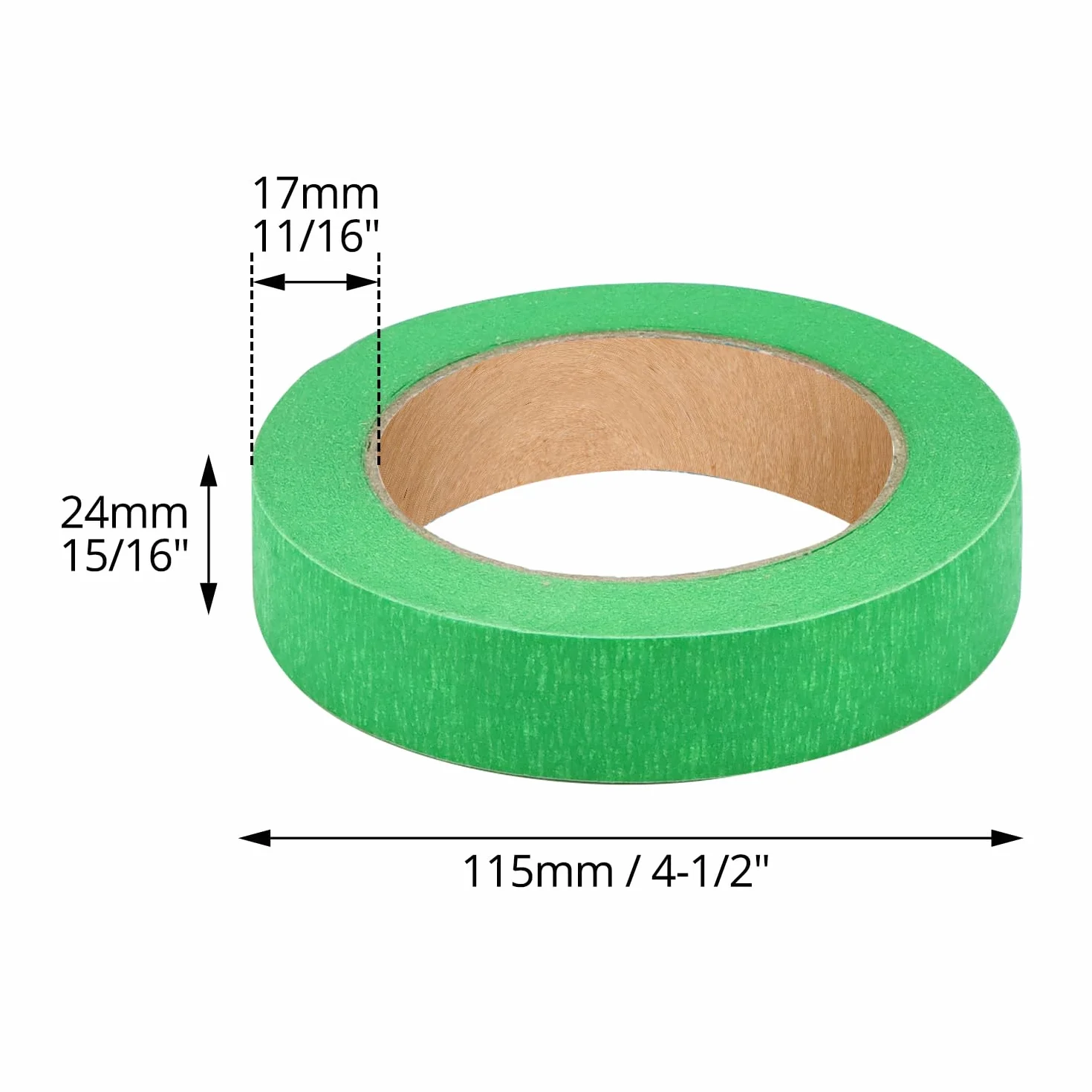 QWORK® Zestaw 3 zielonych taśm maskujących 24 mm x 50 m - bez pozostałości, łatwe usuwanie