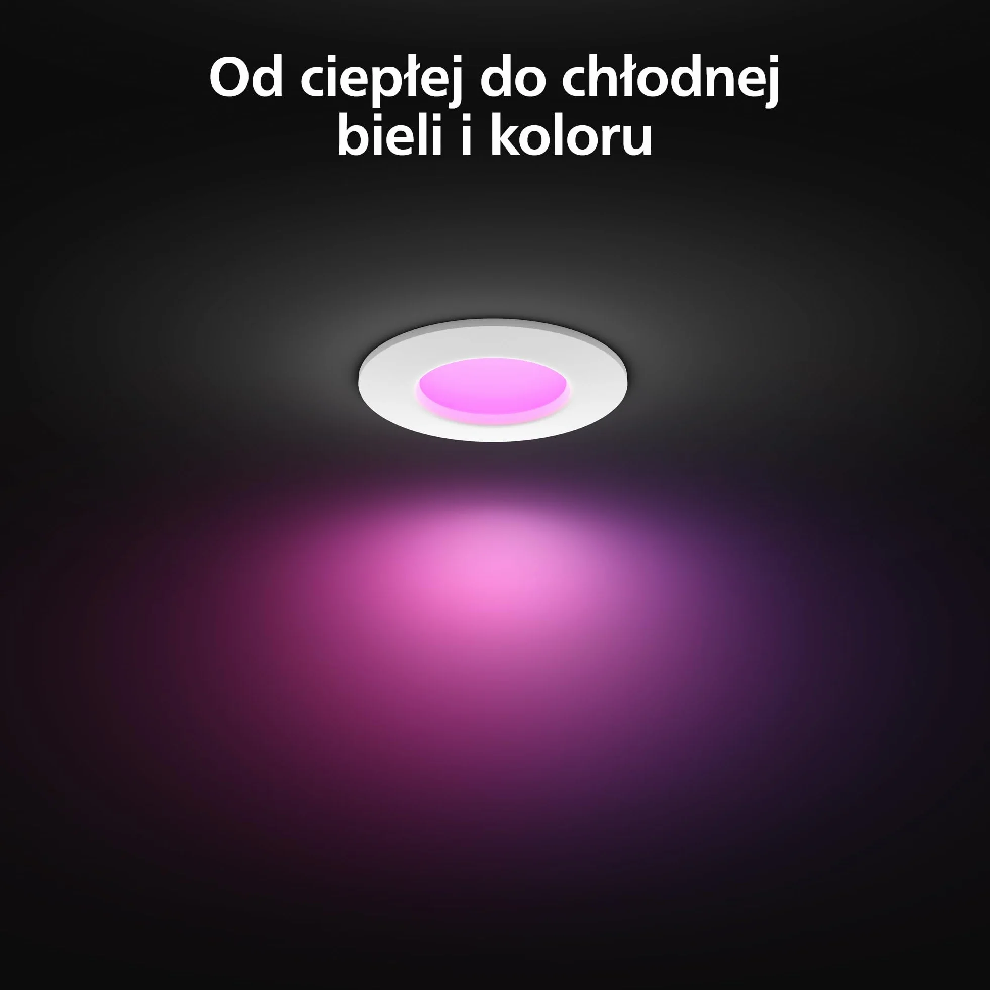 Philips Hue Smart Slim Oświetlenie do Wbudowania, 90 mm, Białe i Kolorowe Światło, Kompatybilne z Bluetooth, Kolor Czarny
