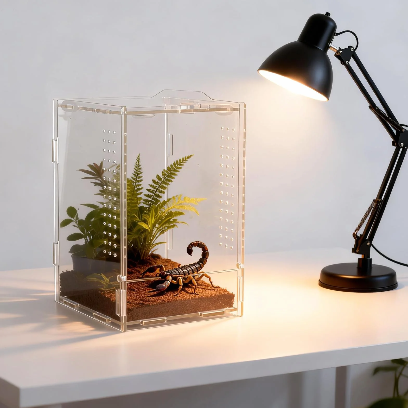 12 × 12 × 20 cm gady, terrarium akrylowe, przezroczyste 360°, mini terrarium, faunarium, terraria dla gadów i płazów, do hodowli, przechowywania i obserwacji