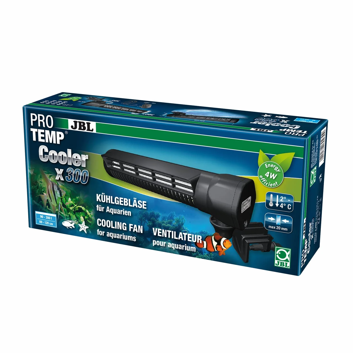 JBL PROTEMP Cooler x300, wentylator chłodzący, do akwarium 90 do 300 l, woda słodka i woda morska
