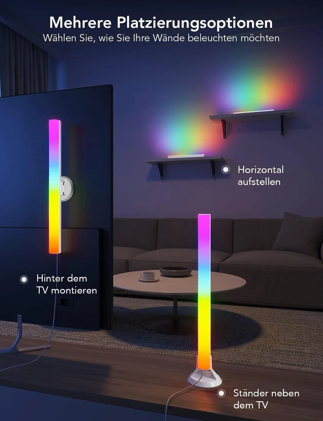 Govee Oświetlenie LED RGBIC, podświetlenie telewizora WiFi dla 45-70 cali z podwójnymi koralikami świetlnymi, 3 opcje rozmieszczenia, współpracuje z Alexa i Google Assistant, ściemnianie białe, do