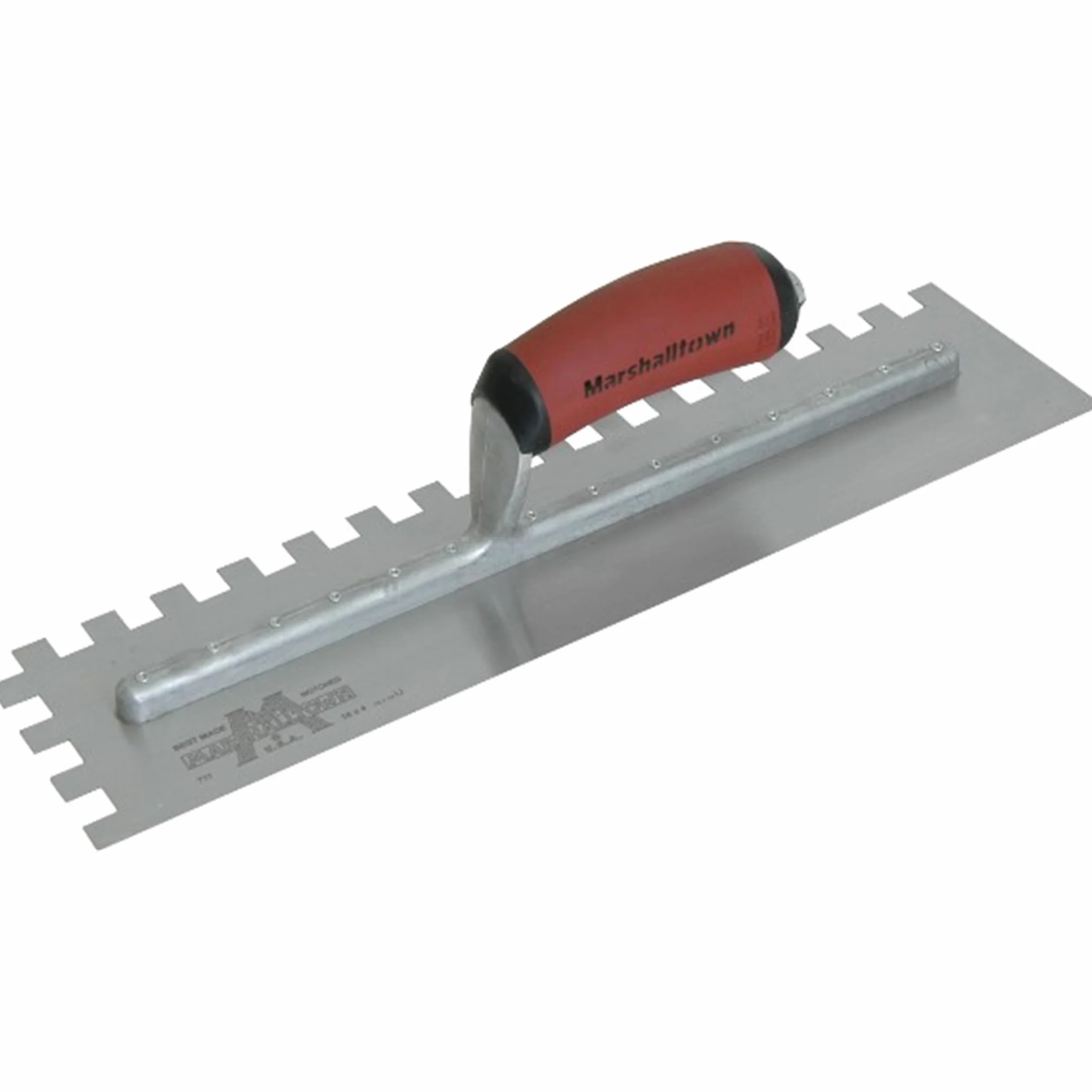 Marshalltown Paca dwustronnie karbowana, kwadratowa 13x13x13 mm, uchwyt Durasoft, stal, wymiary: 279x114 mm