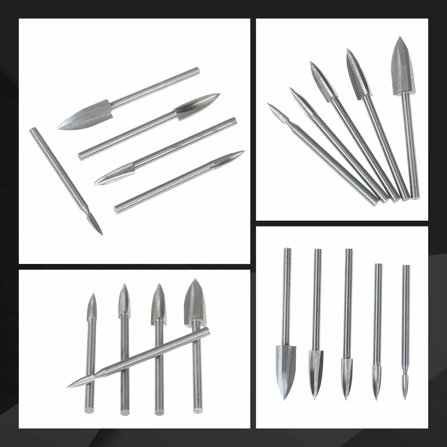 10 sztuk wierteł do grawerowania w drewnie, frez HSS z węglika spiekanego grawerowania z chwytem 1/8" (3 mm) , zestaw obrotowych bitów do obróbki drewna, rzeźbienia, grawerowania, wiercenia