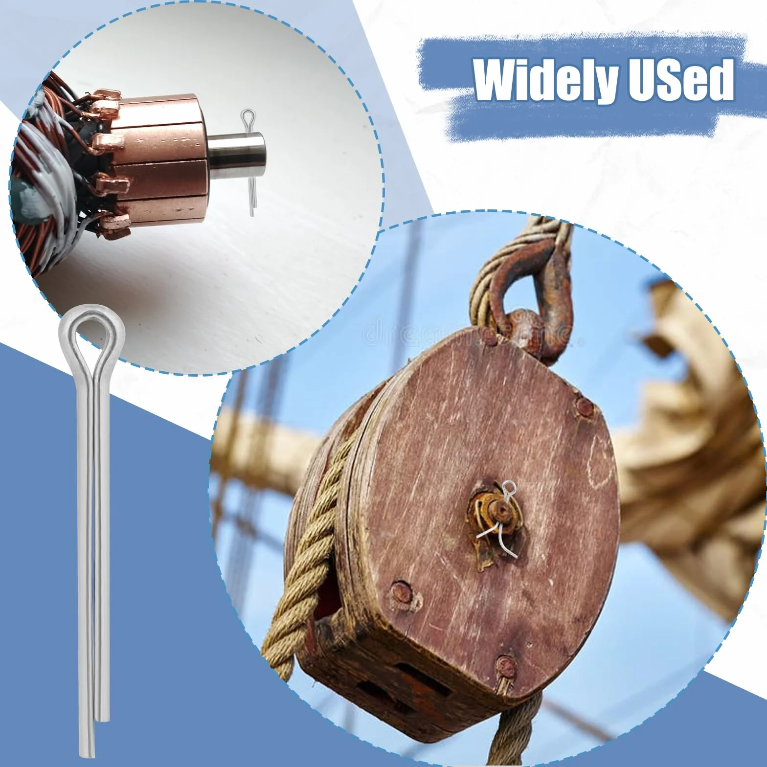 Zestaw 230 sztuk zawleczek zabezpieczających Cotter Pins ze stali nierdzewnej, do zawleczek w 6 rozmiarach, z pudełkiem do przechowywania, do samochodów, kosiarek, przyczep kempingowych, narzędzi
