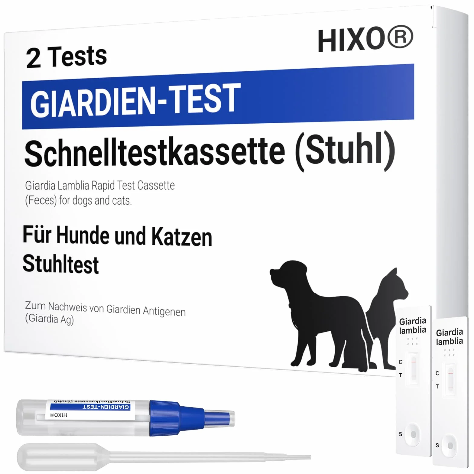 2X Test szybki na lamblie dla psów i kotów – niezawodny test na pasożyty jelitowe w przypadku biegunki i lambliozy – dla psów i kotów