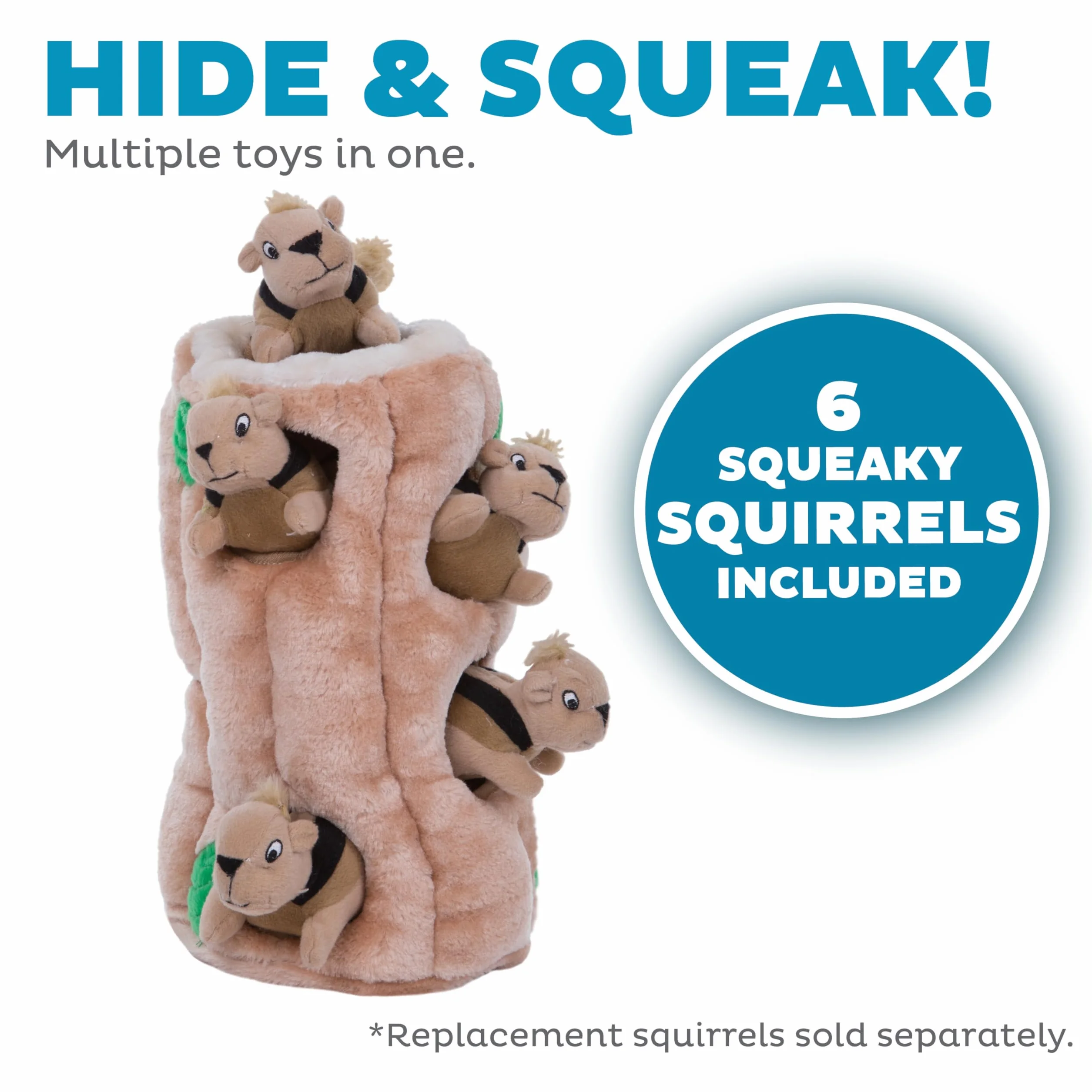 Outward Hound Hide A Squirrel - Zabawka pluszowa dla psów - pod postacią wiewiórek - kolor brązowy - rozmiar XL