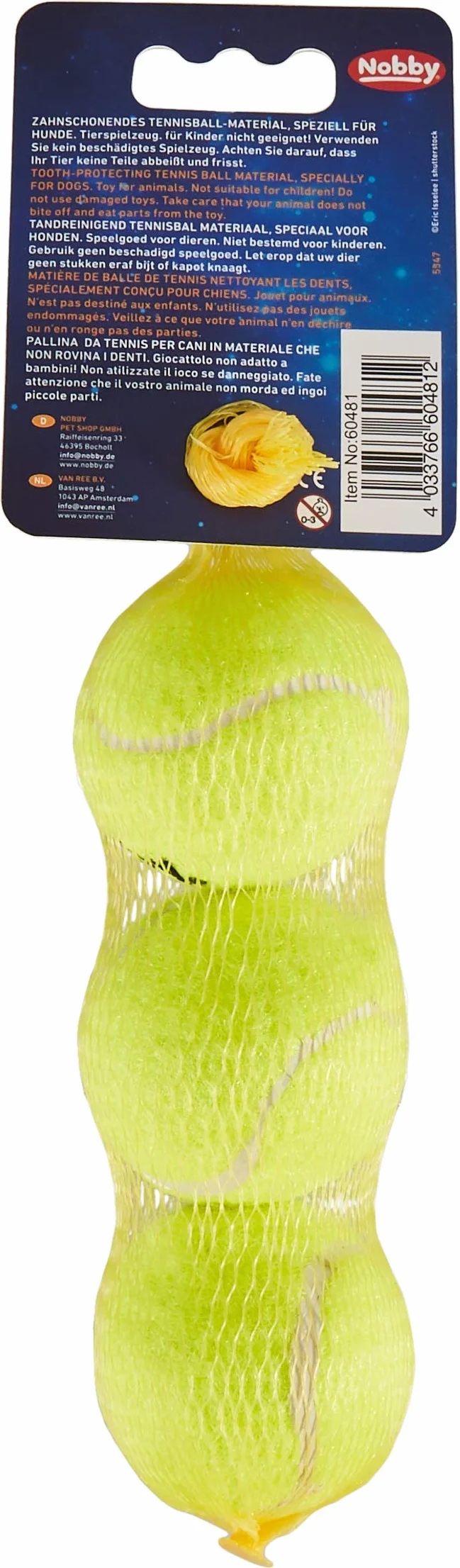 Nobby Piłka tenisowa z piszczałką S, 5,0 cm, 1 opakowanie (3 sztuki)