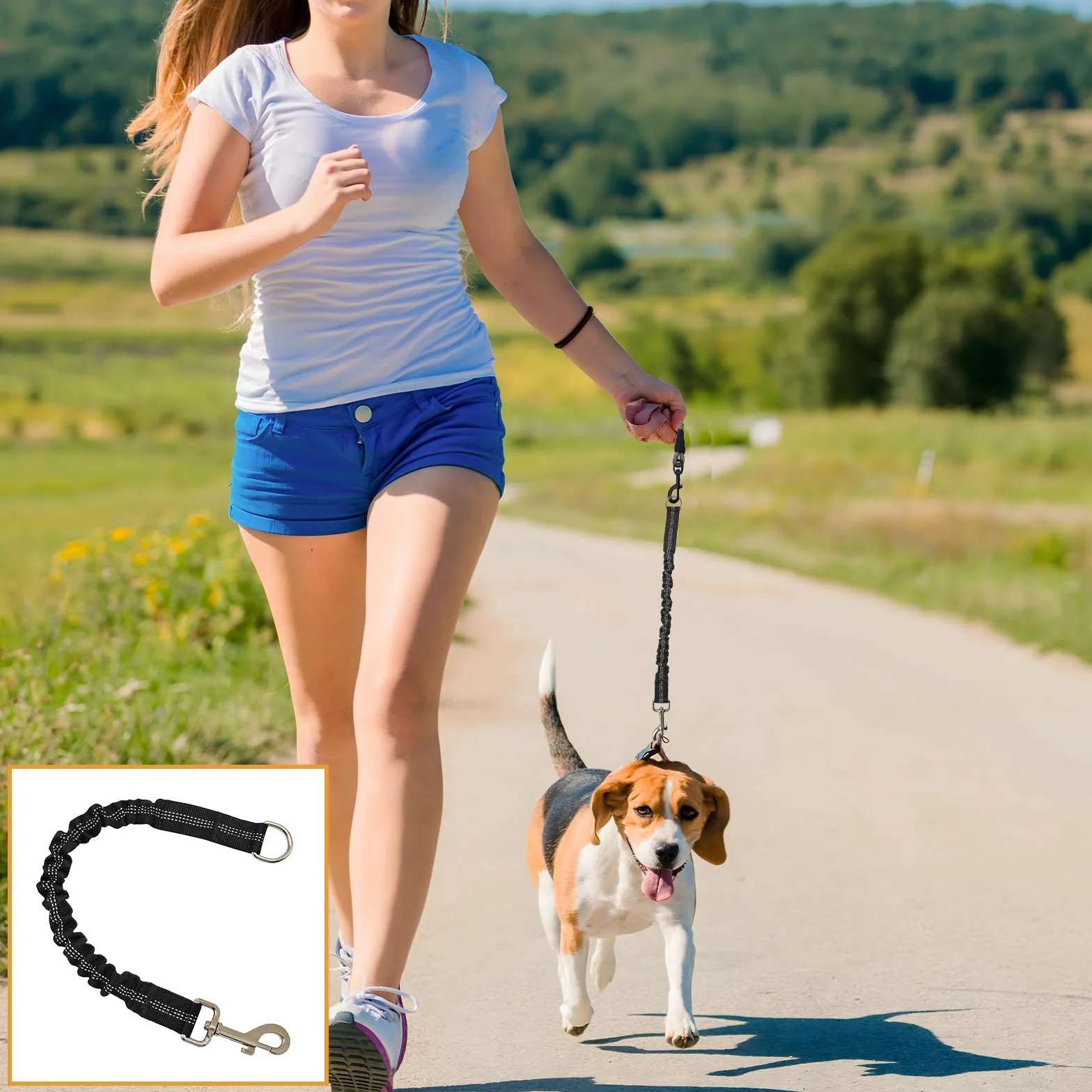 Smycz do ćwiczeń dla psów, smycz treningowa dla psa, smycz dla psa, smycz rowerowa, odblaskowa, na spacery, trening psa, jogging, jazda na rowerze