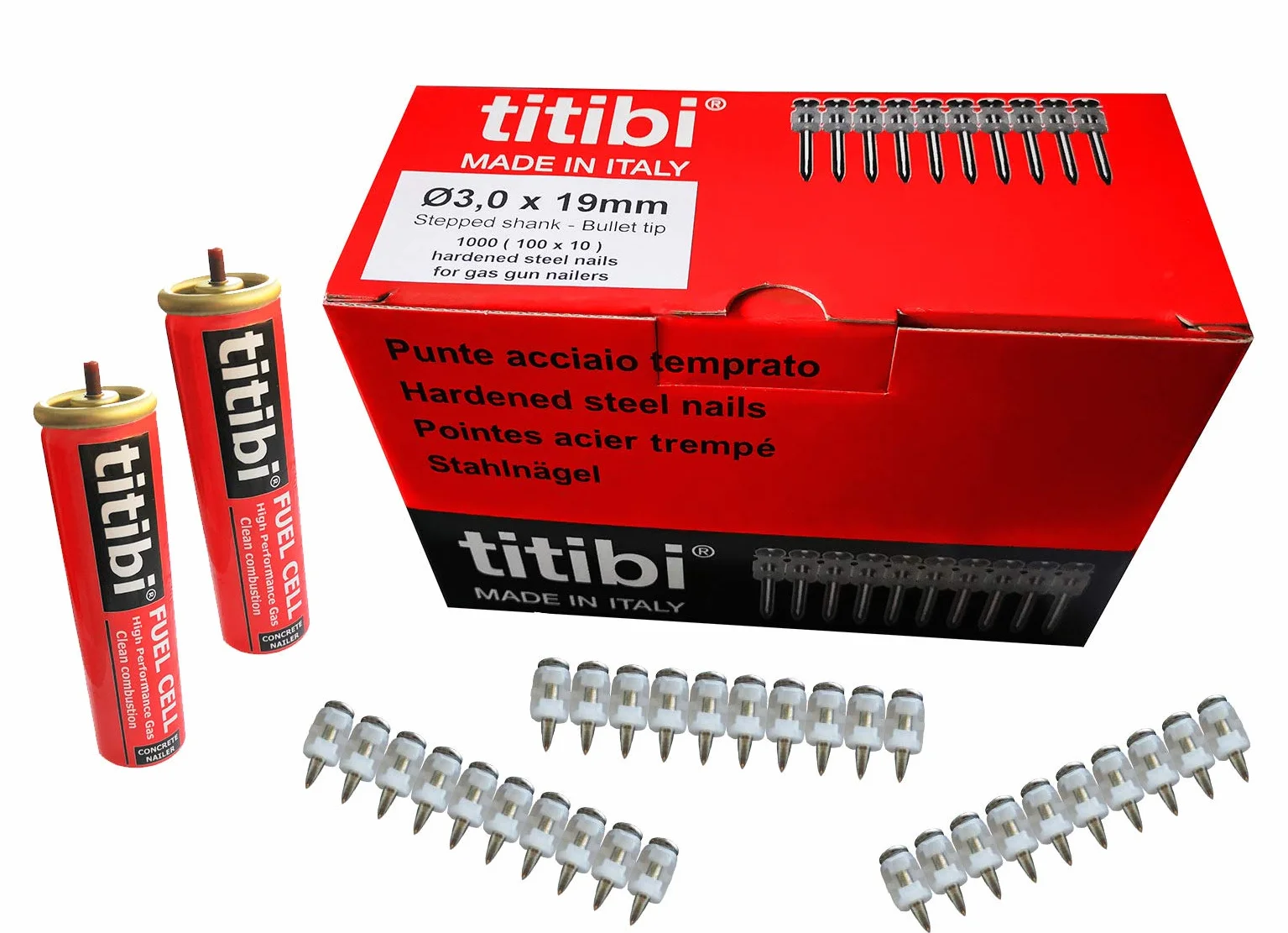 1000 GAZÓW GAZOWYCH Ø3,0 x 32 mm 2 BOMBOLETY GAZOWE (GC11) KOMPATYBILNE Z GAZOWĄ HILTI GX100 (ADAPTER NIE JEST W ZAKRESIE, UŻYJ ORYGINALNYCH BOMBOLETów) (Ø 3,0 32 mm) x 32