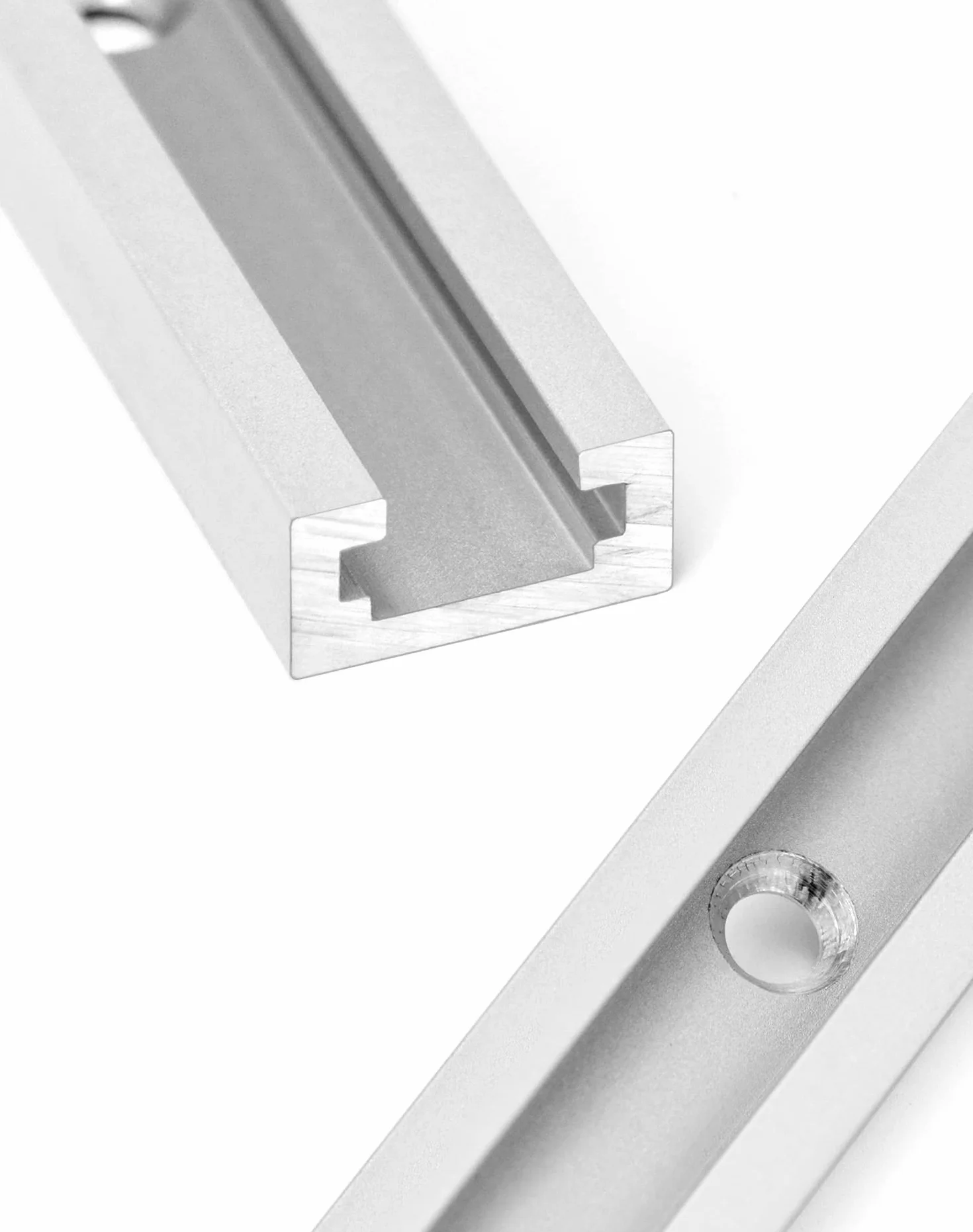 QWORK® Szyna T 91 cm, aluminiowa szyna skośna, z podwójnym profilem tnącym, do piły stołowej, narzędzia do obróbki drewna, 19 x 10 mm, 4 sztuki
