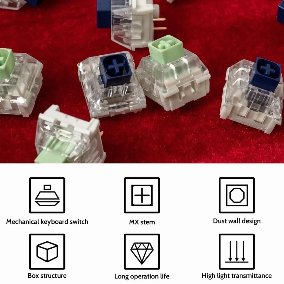 Kailh Box Jade Switch, 3Pin Thick Clicky Switch for Custom Mechanical Keyboard(30PCS)