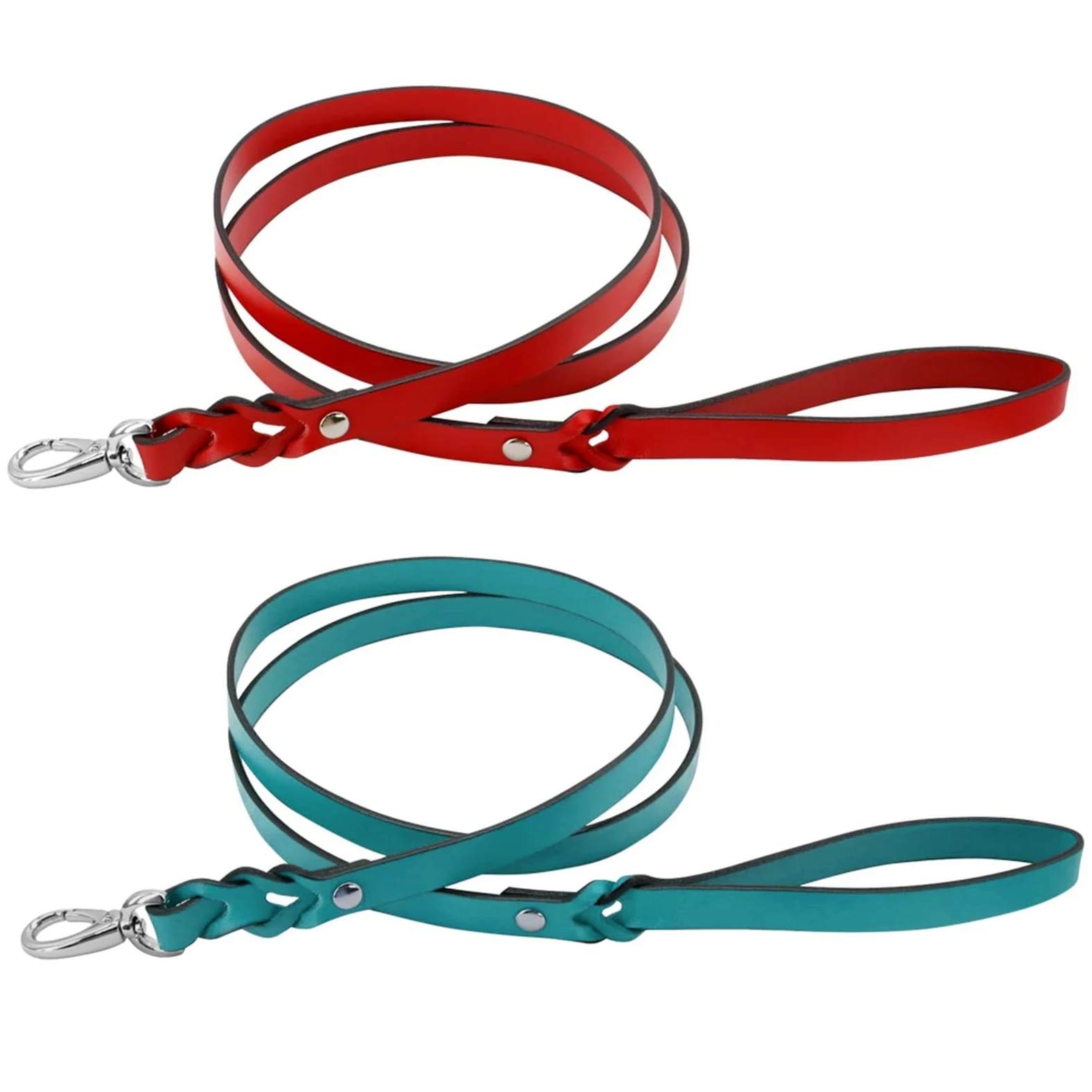 Skórzana smycz dla zwierząt Skórzana pleciona smycz dla psa Puppy Walking Training Lead Zwierzęta domowe Psy Smycze Pasek dla małych, średnich i dużych psów Lina trakcyjna 130 cm (kolor: 02, rozmiar