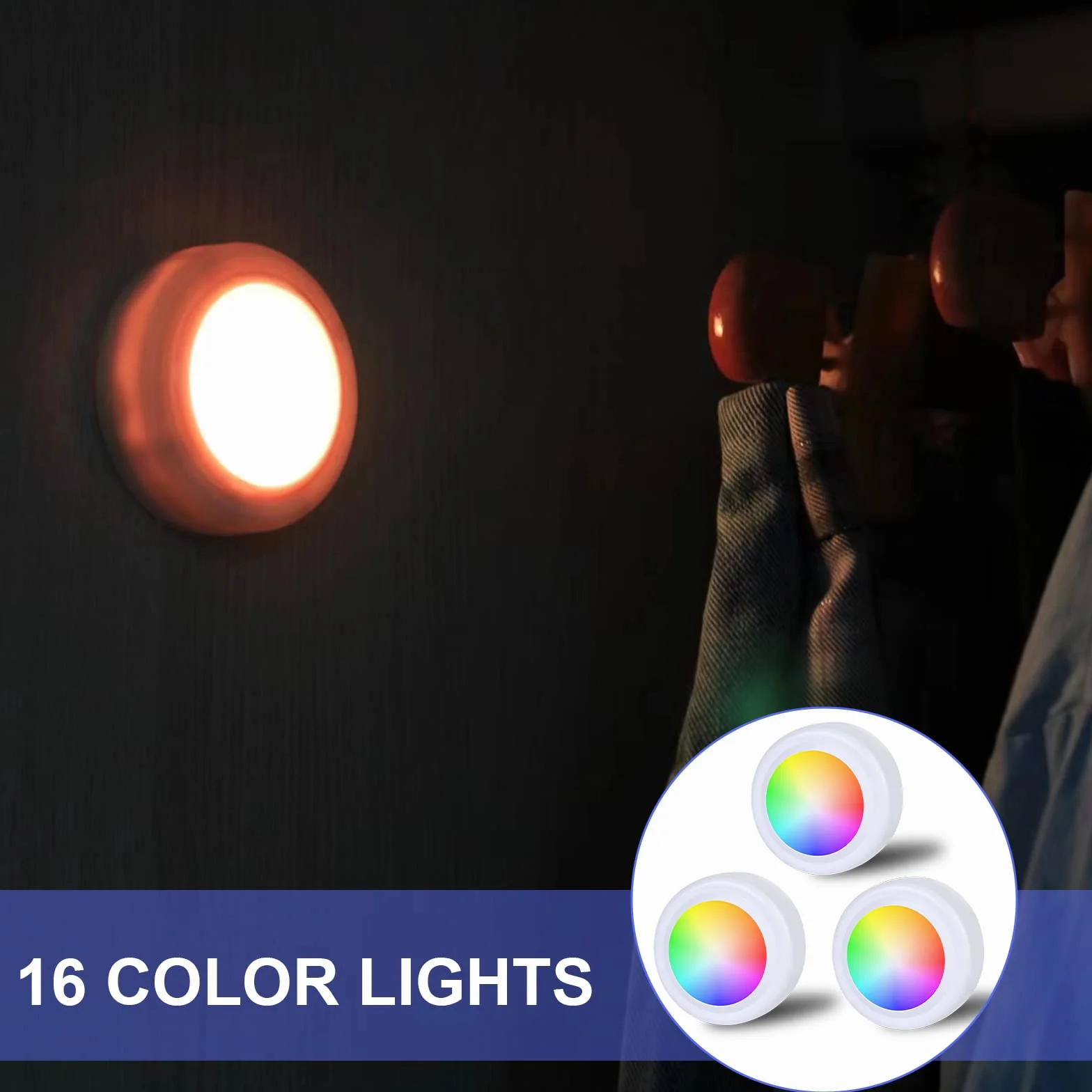 Reflektory LED RGB zasilane bateriami z pilotem zdalnego sterowania, 16 zmieniających się kolorów, oświetlenie szafy, możliwość ściemniania, oświetlenie witryny, bezprzewodowa, dotykowa lampa LED,