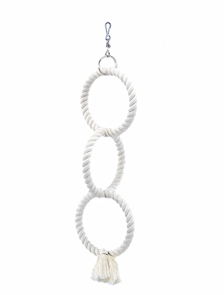 Nobby Cage Toy, 3 kółka do wspinaczki z bawełny białe małe; 48/14 cm