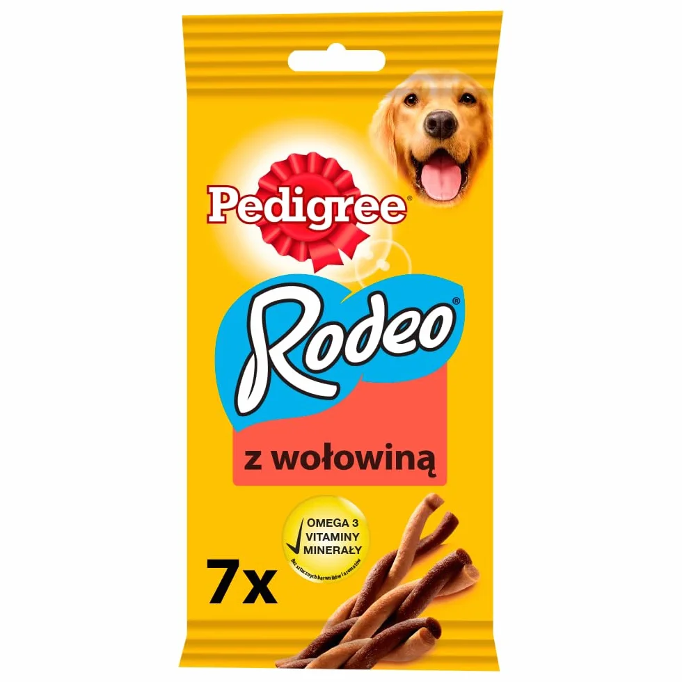MARS KARMA Pedigree Rodeo uzupełniająca smakowite sprężynki do żucia z wołowiną 122 g (7 sztuk)