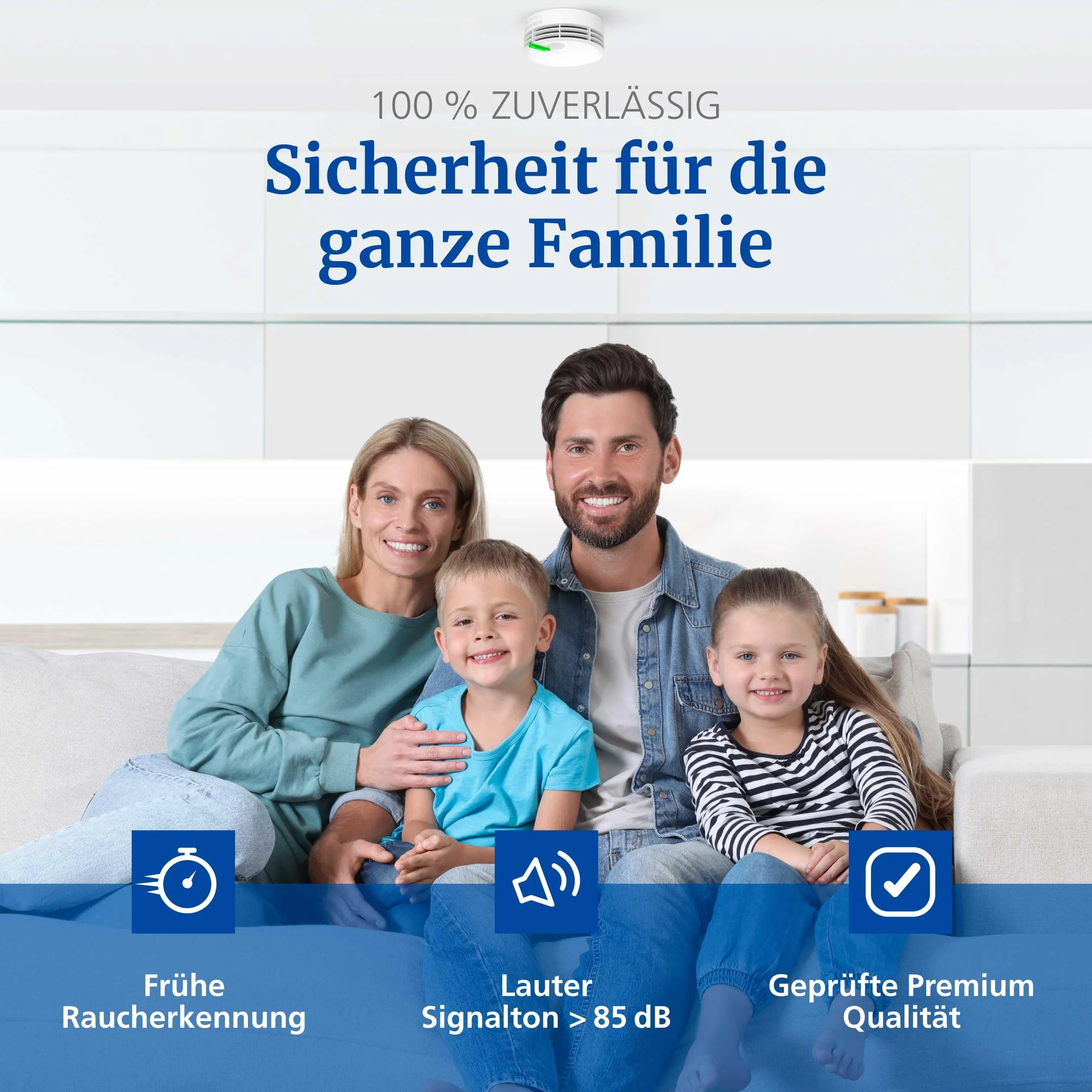 Hekatron Rauchmelder Genius Plus Edition 2021 – 10 Jahre Batterie – Testsieger Stiftung Warentest – inkl. 1 x Klebepad – App-unterstützt – Rauchwarnmelder – mehrsprachig, Amazon Exclusive - 1 Stück