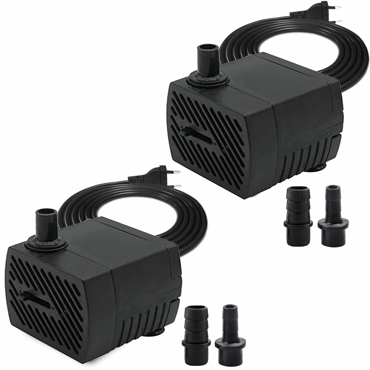 GERUI 2 x mini pompa wodna, 280 l/h, 4 W, 220 V-240 V, 50/60 Hz, regulowana objętość wody 8/13 mm, pompa do fontanny, nadaje się do małych akwariów, pomp do akwarium, ogrodów