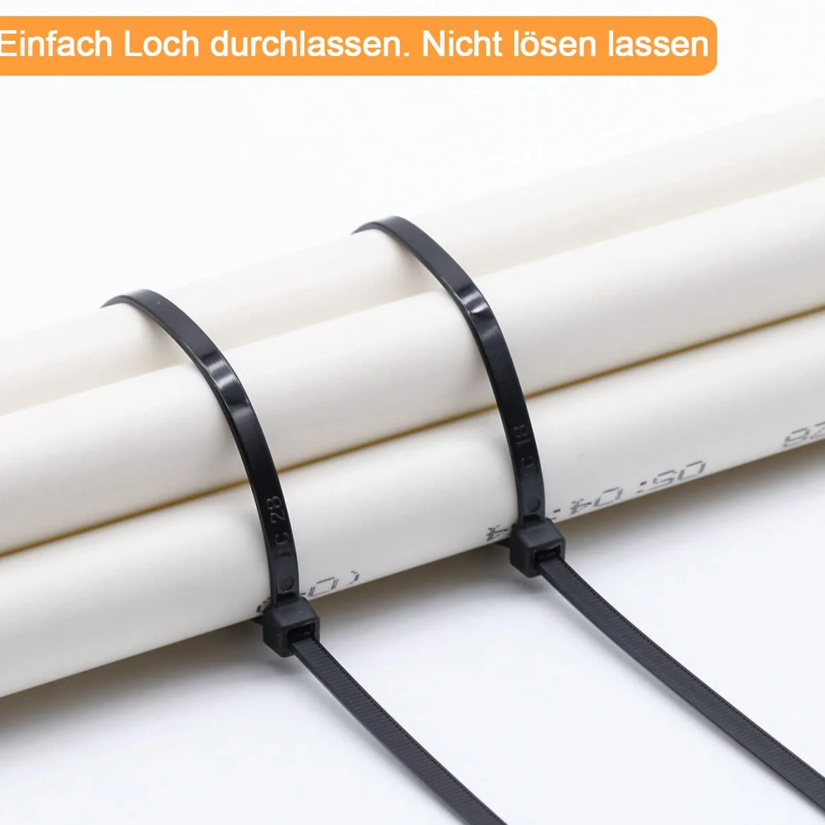 Nylonowe opaski kablowe samoblokujące 300 x 4,8 mm 250 sztuk czarne