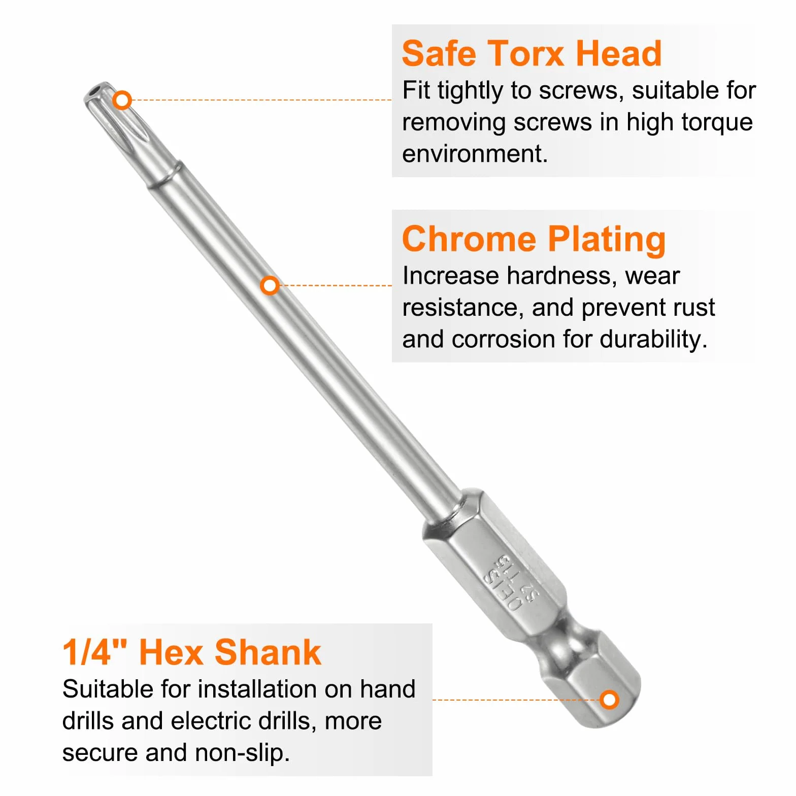 QUARKZMAN 2 szt. T15 Bezpieczeństwo Torx Bit 1/4" Sześciokątny trzpień 3" długi stalowy S2 Magnetyczny odporny na manipulacje Star Bity Wkrętak Torx z otworem do usuwania śrub Mocowanie