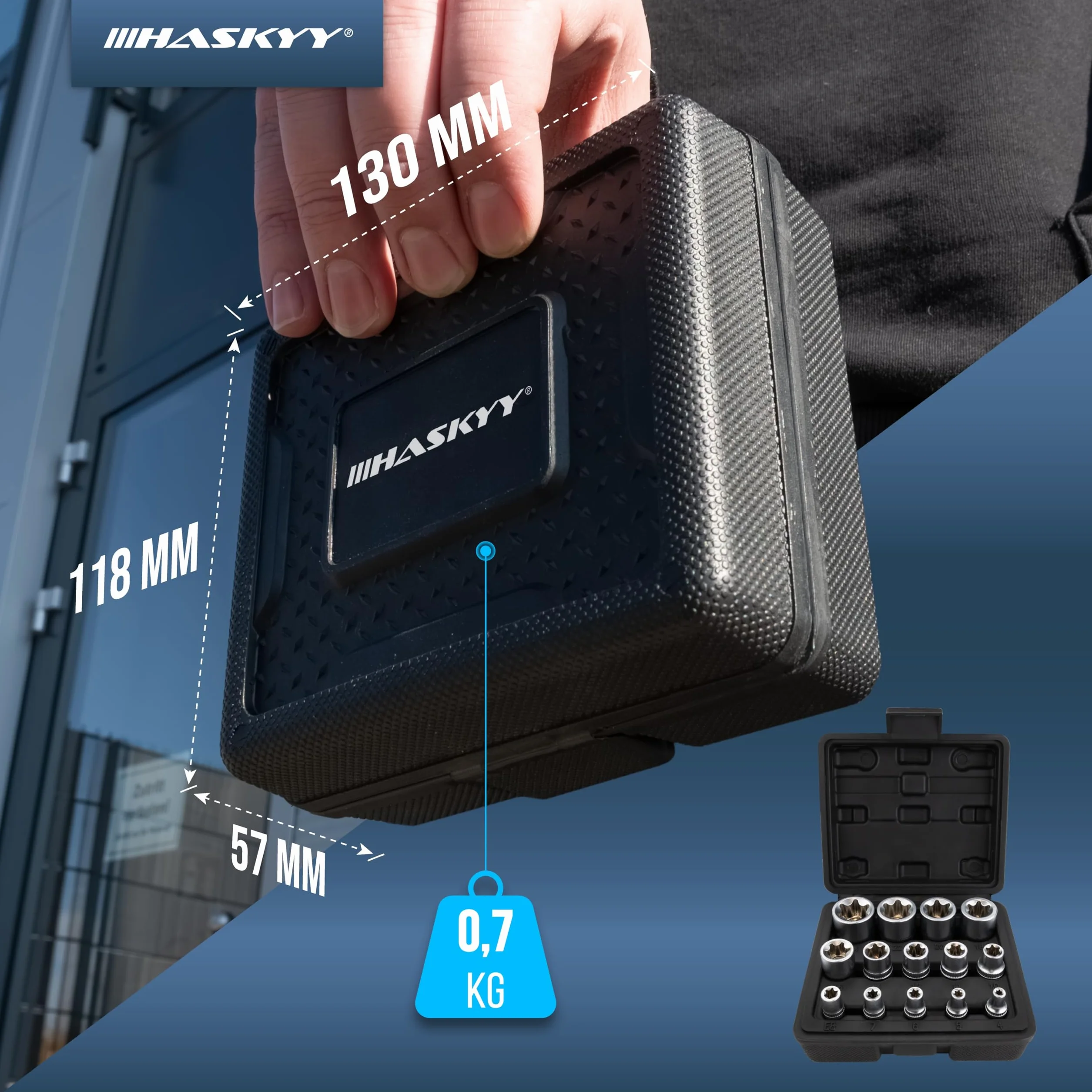HASKYY Zestaw nasadów Torx 14-częściowy Profil E E4-E24 1/4 3/8 1/2 cala