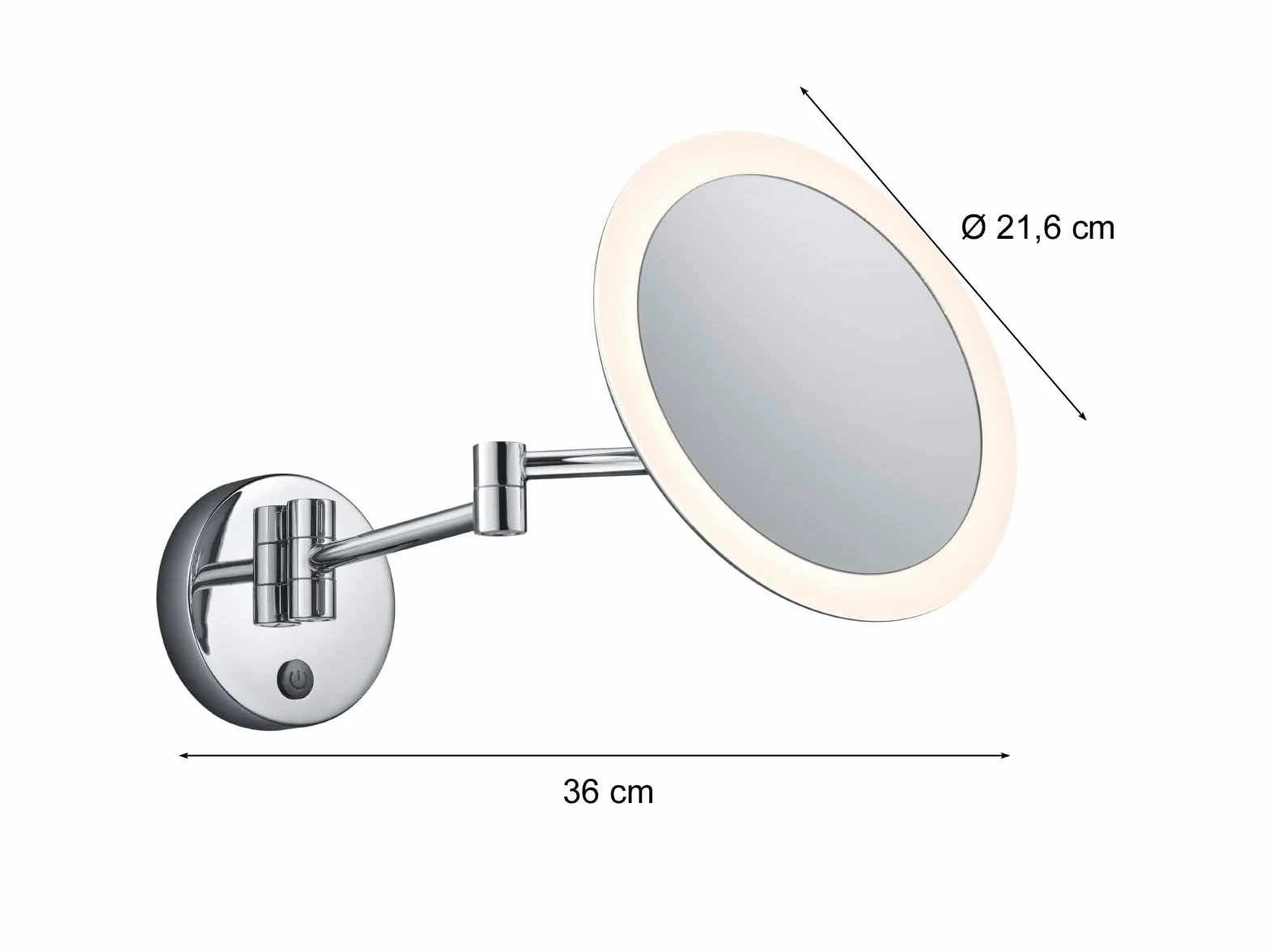 Trio Leuchten Lampa ścienna LED do lustra ściennego 282990106 View, metal w kolorze chromu, akryl biały, 3 W LED, przełącznik dotykowy, 36 x 21,6 x 21,6 cm
