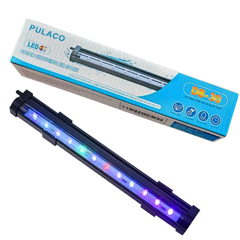 PULACO Kamień powietrzny LED do akwarium, 2 W, długość 25,4 cm, do pompy powietrza